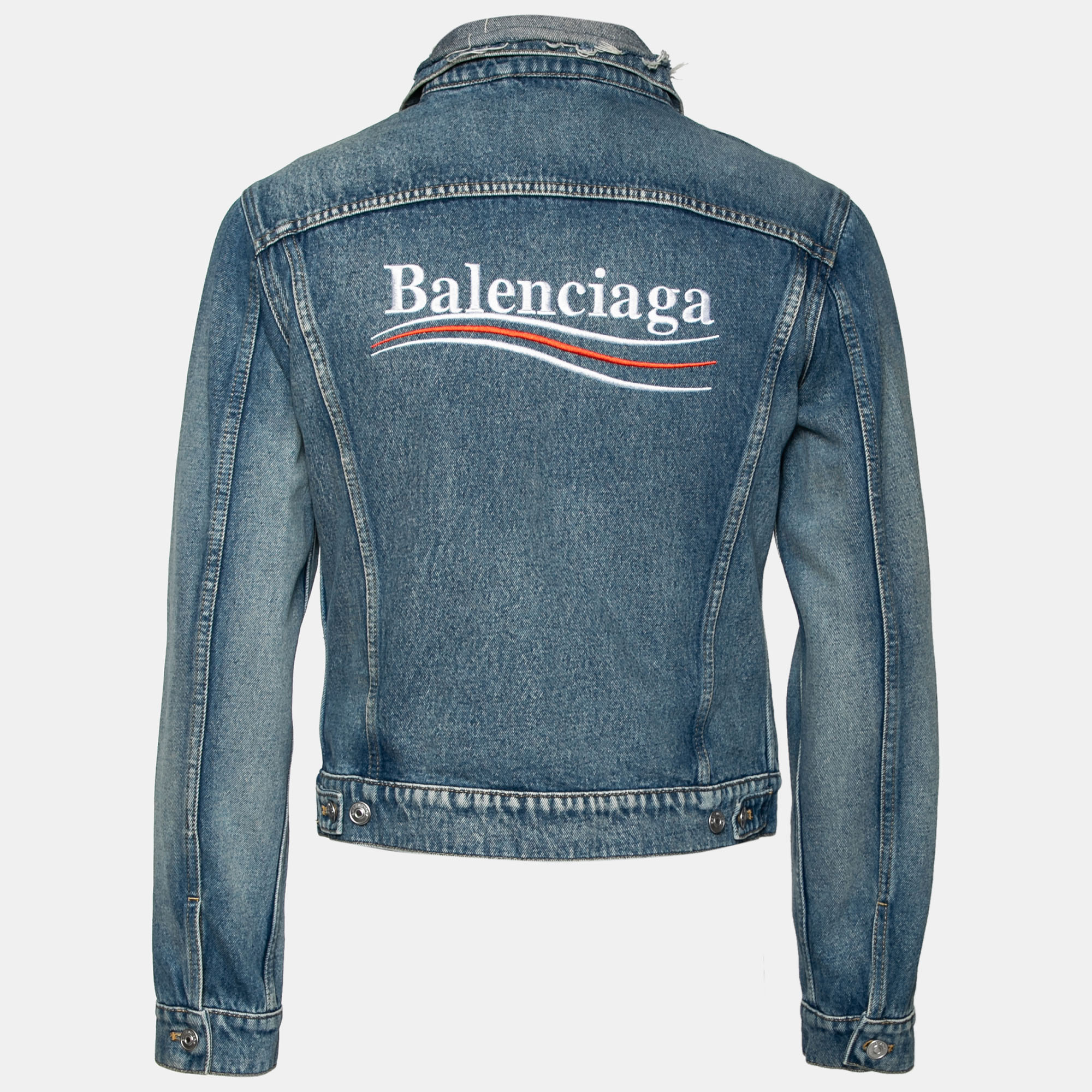 

Balenciaga Blue Denim Front Pocket Long Sleeve Jacket