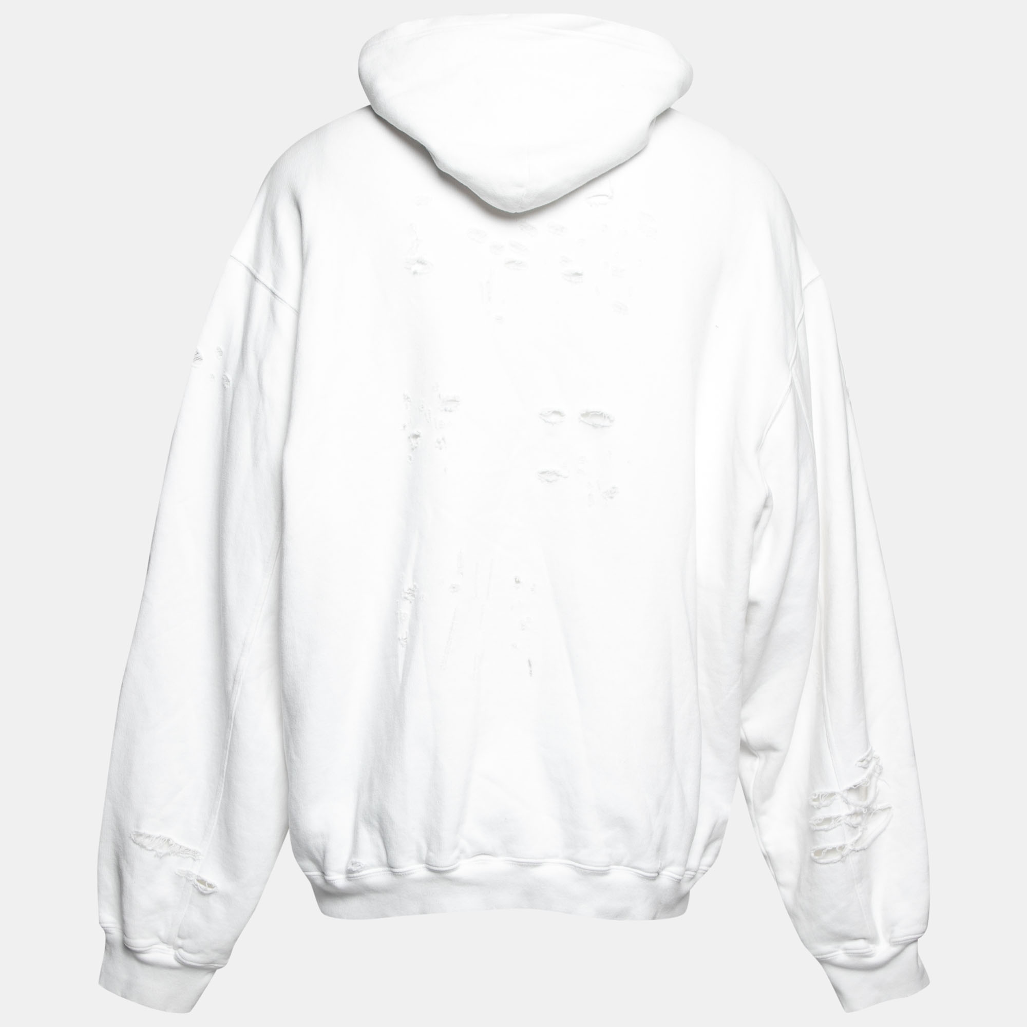 

Balenciaga White Logo Distressed Cotton Sweatshirt Hoodie