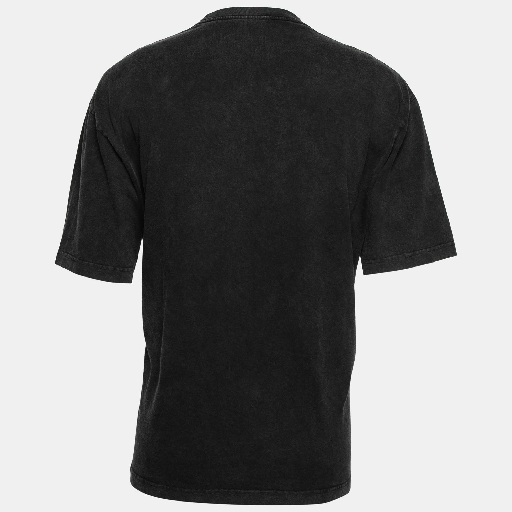

Balenciaga Black Logo Printed Cotton Oversized Short Sleeve T-Shirt