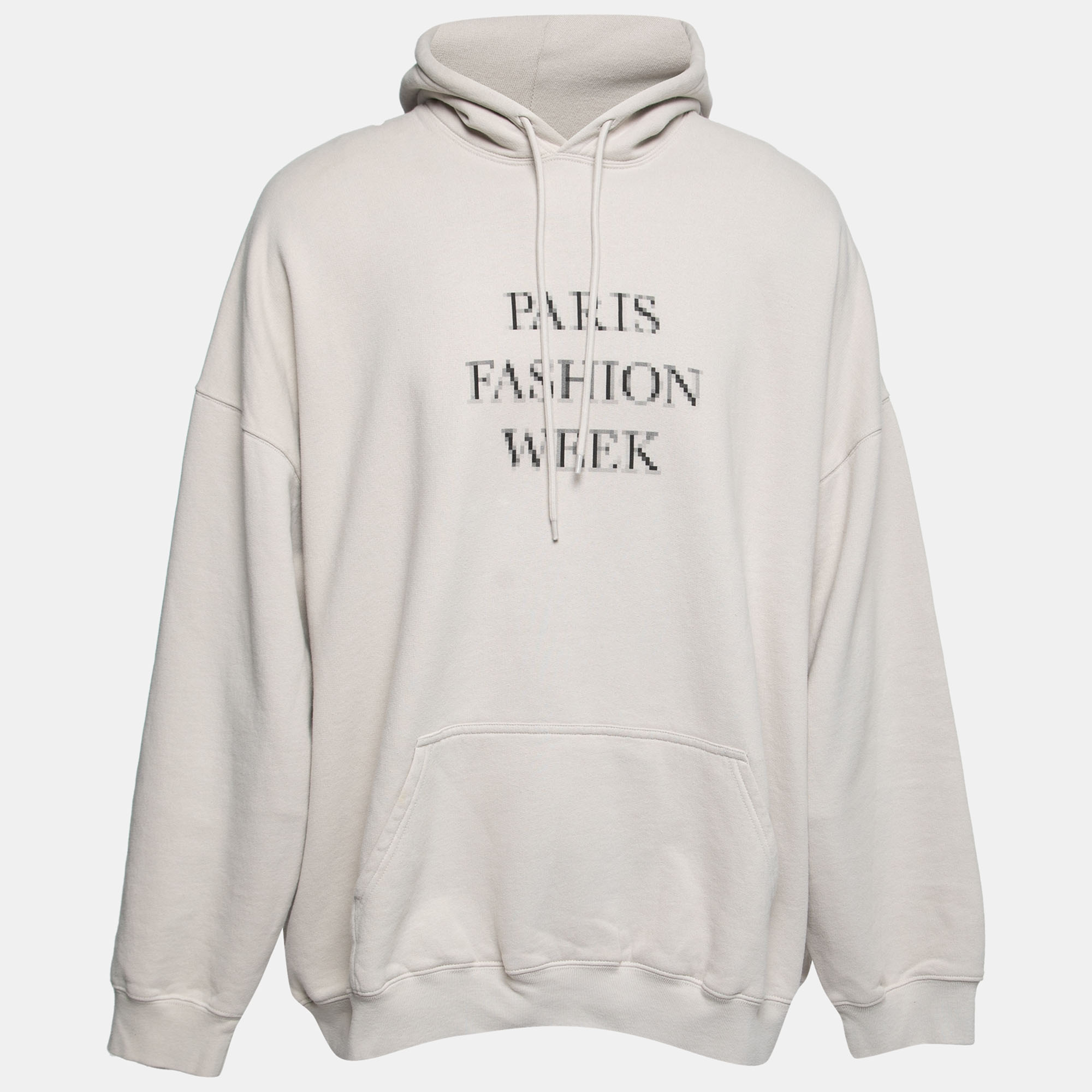 Pre-owned Balenciaga Grey Fashion Week Print Cotton Hoodie S