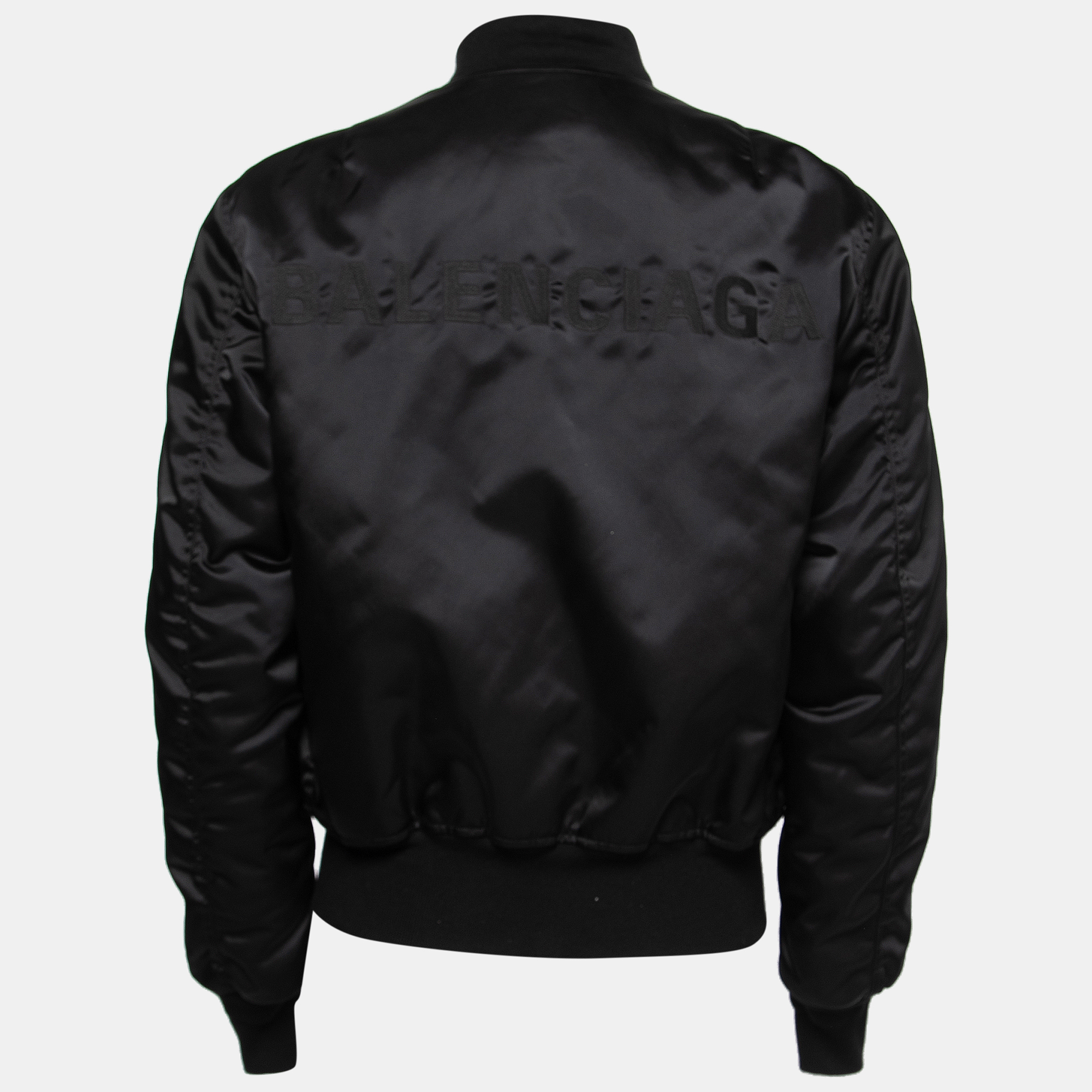 

Balenciaga Black Synthetic Logo-Embroidered Padded Bomber Jacket