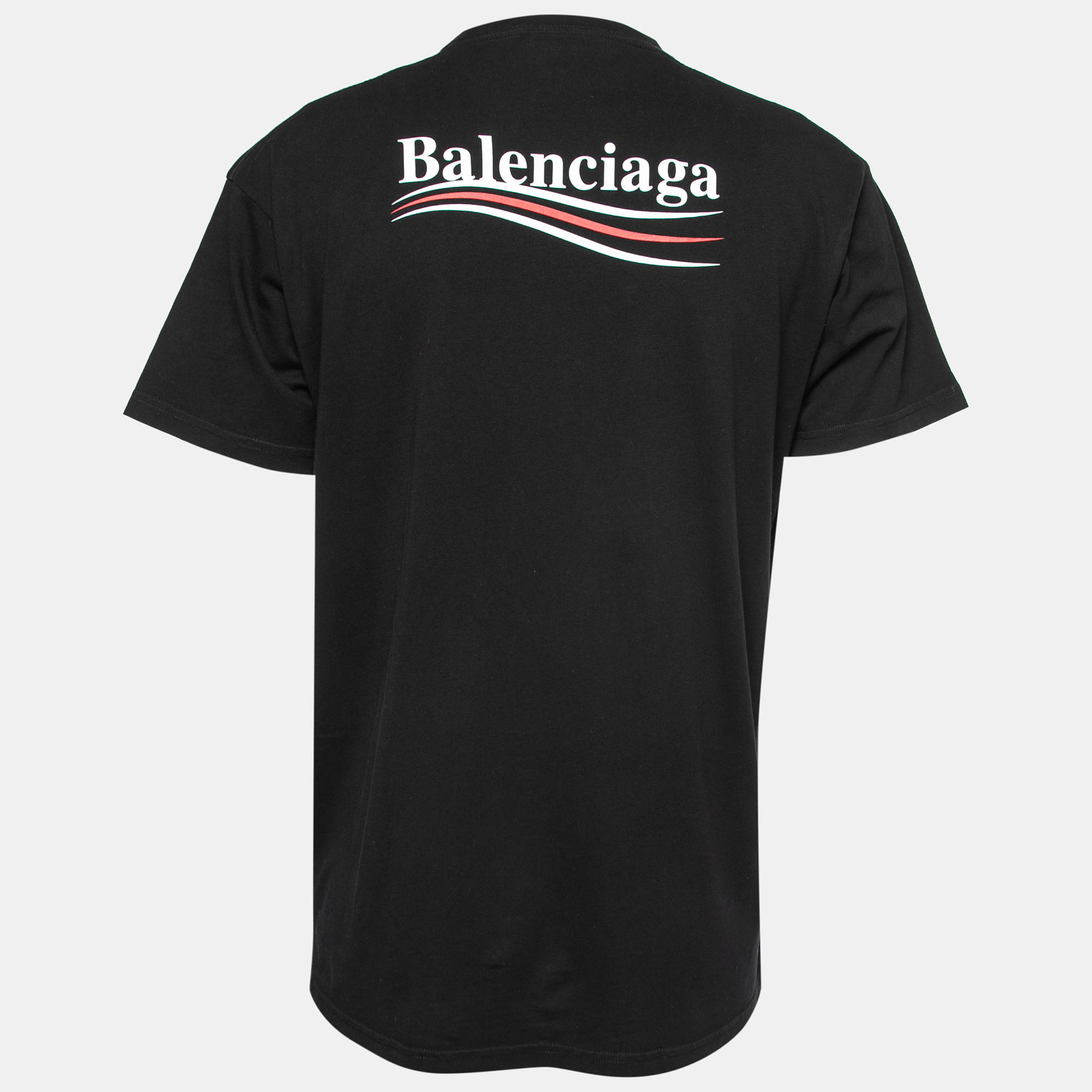 

Balenciaga Black Cotton Logo Print Crewneck T-Shirt