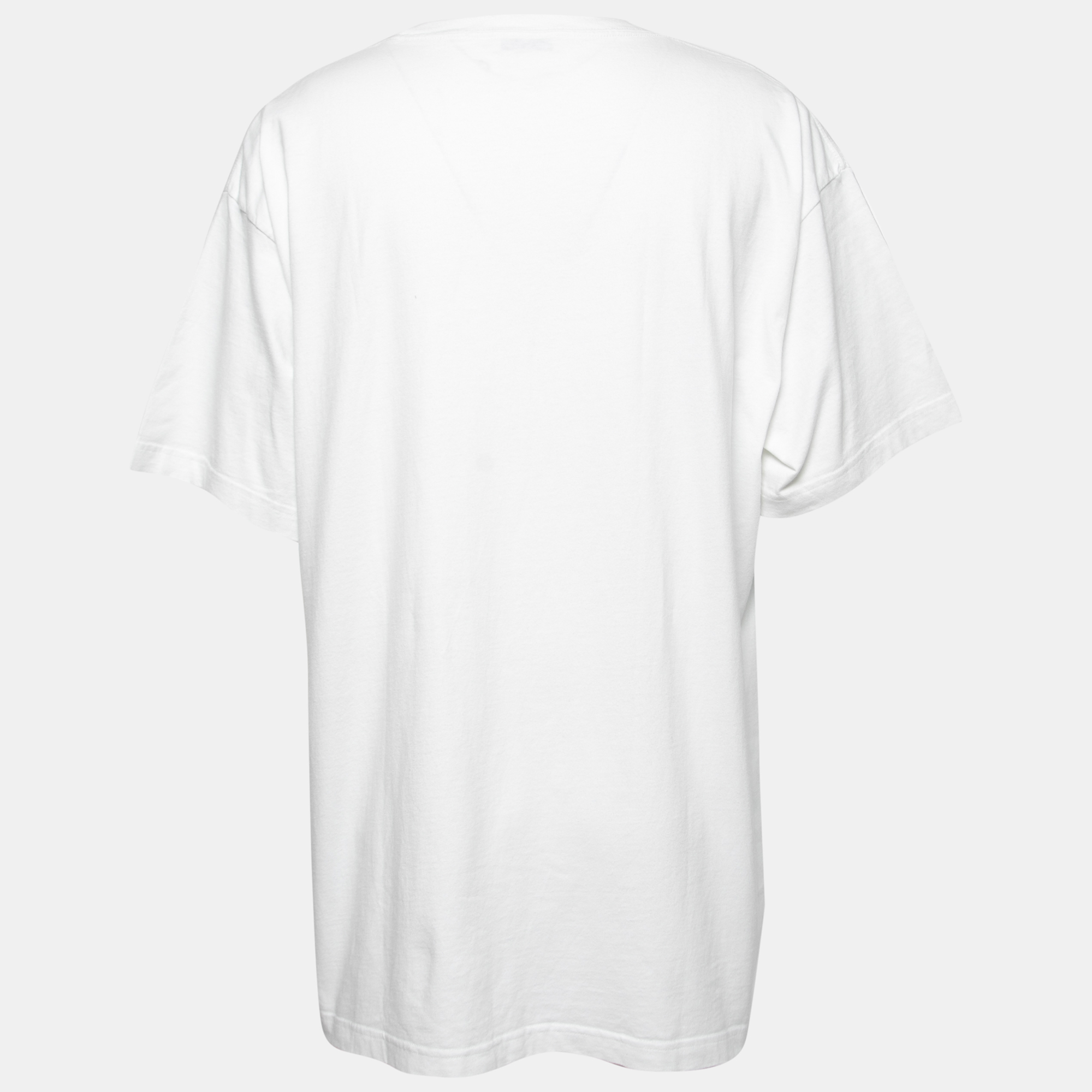 

Balenciaga White Cotton Logo Printed Oversized T-Shirt