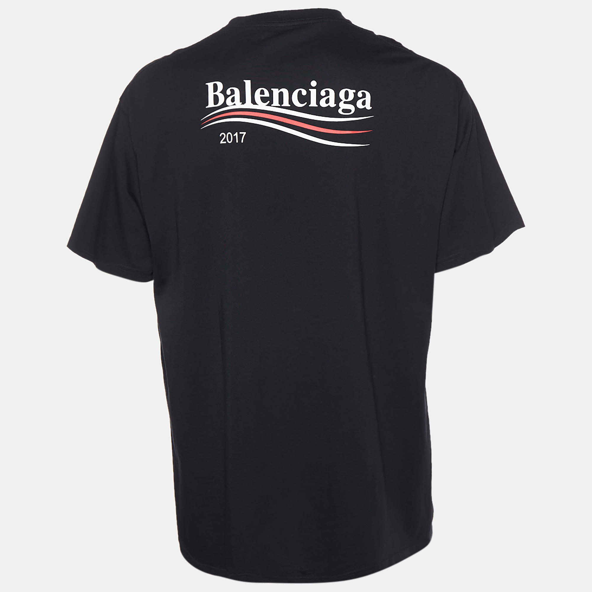 

Balenciaga Black Logo 2017 Printed Cotton Crewneck T-Shirt
