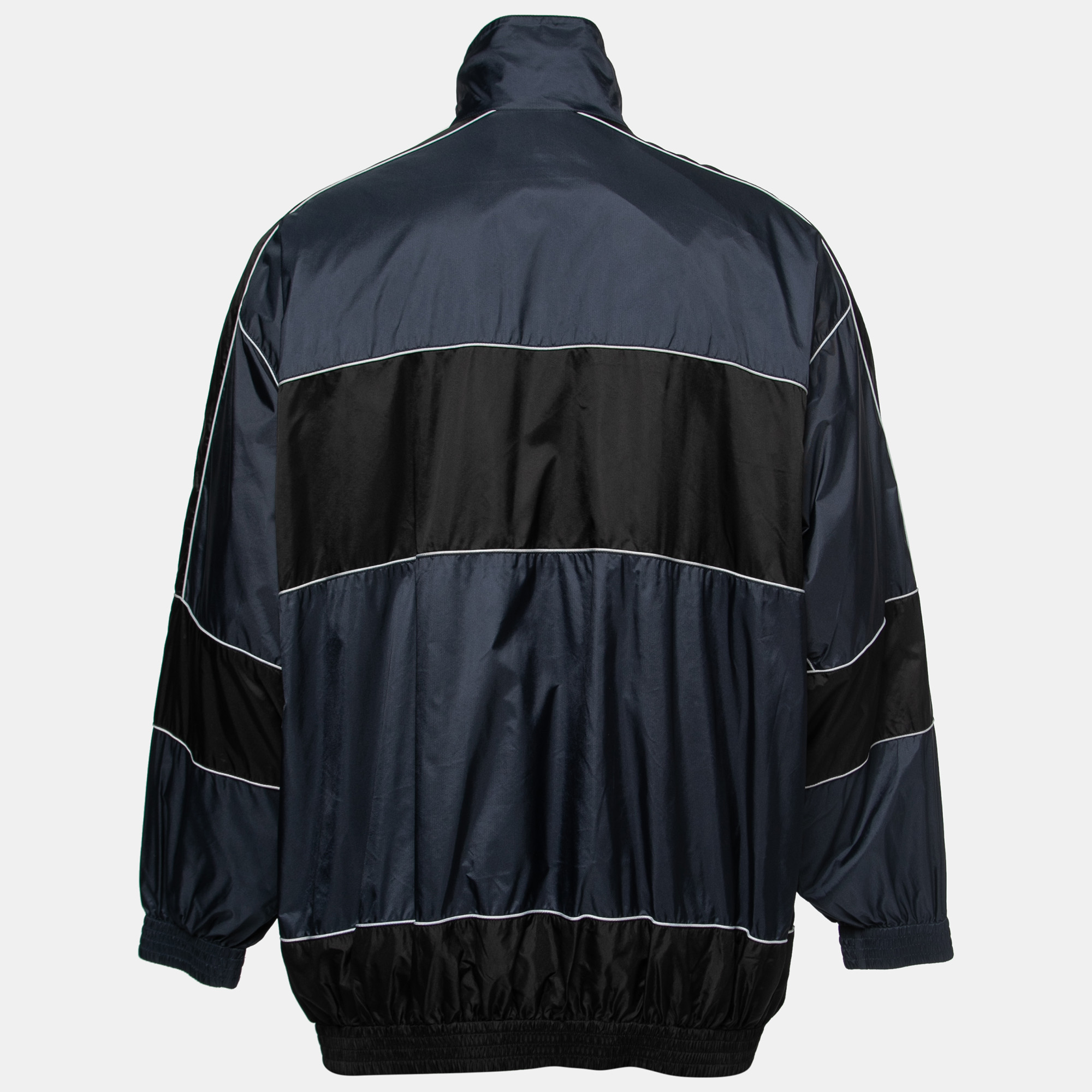 

Balenciaga Navy Blue/Black Synthetic Zip-Up Windbreaker Jacket