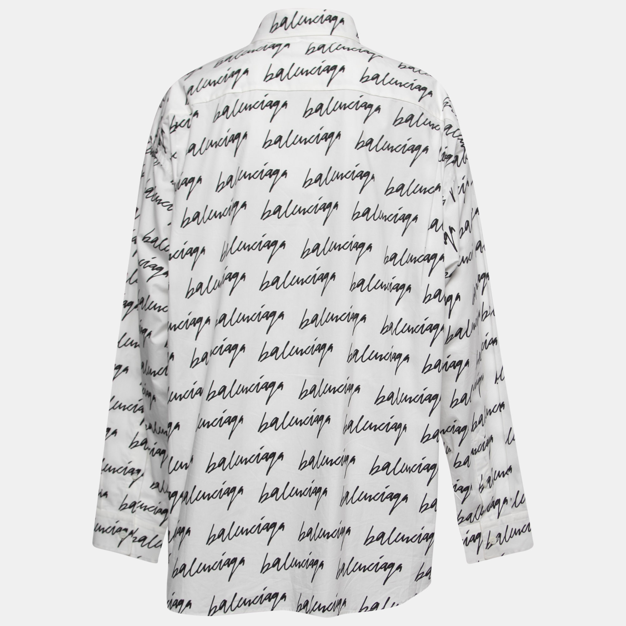 

Balenciaga White New Scribble Cotton Button Down Shirt