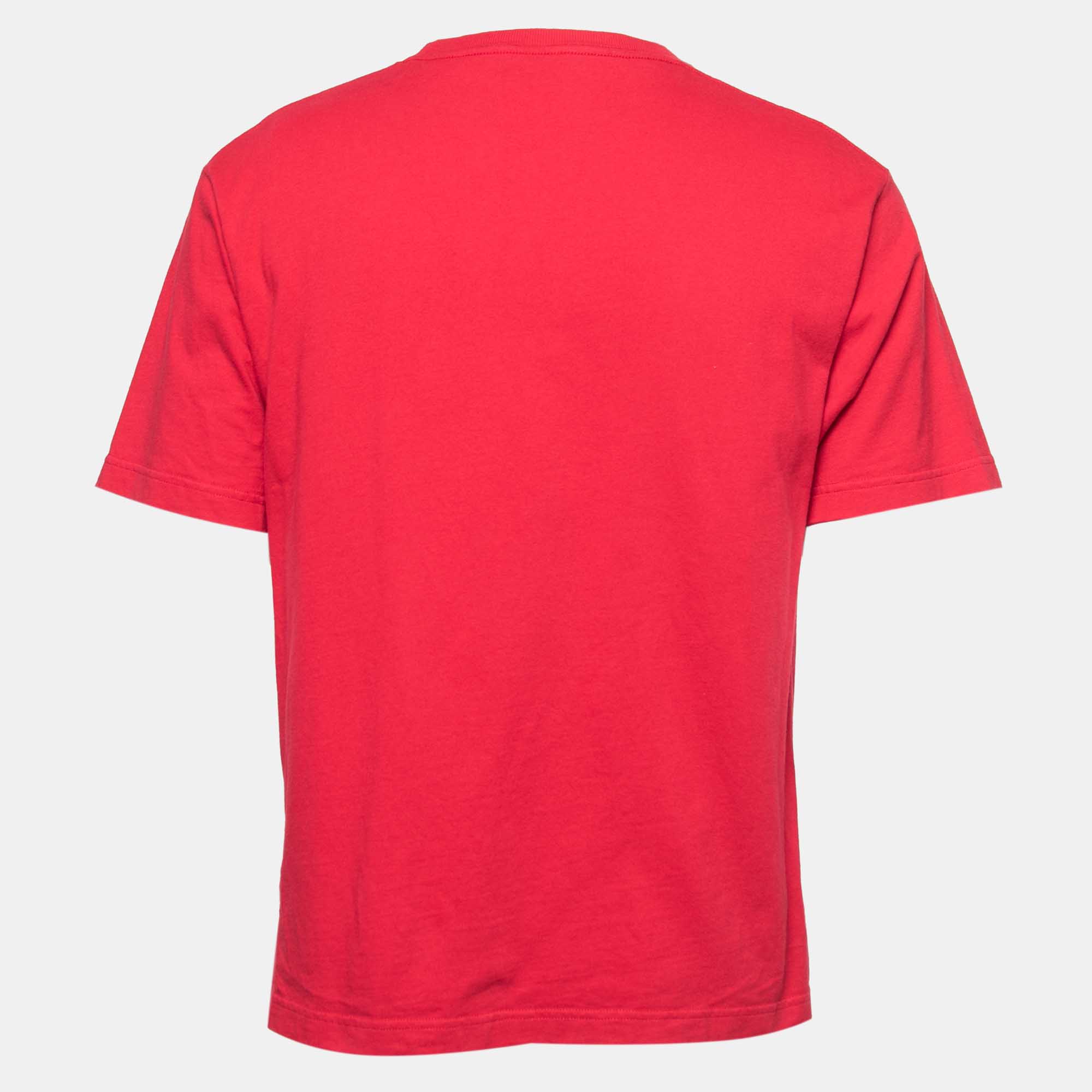

Balenciaga Red Logo Print Cotton T-Shirt