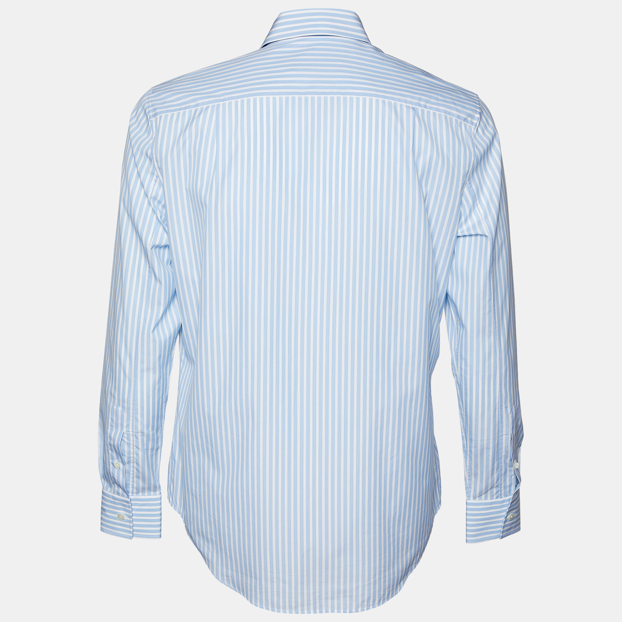 

Balenciaga Blue & White Striped Cotton Button Front Shirt