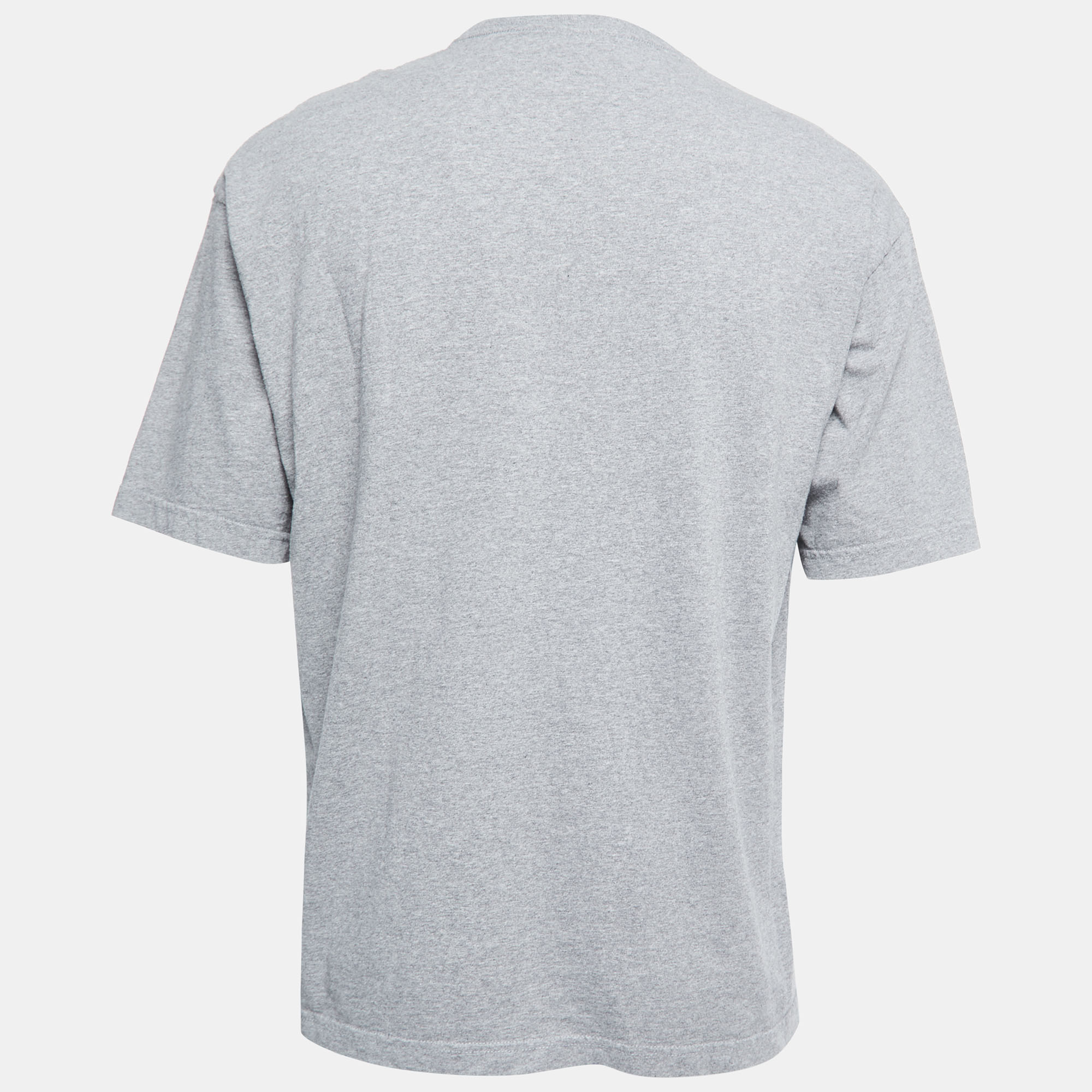 

Balenciaga Grey Logo Print Cotton Crew Neck Half Sleeve T-Shirt