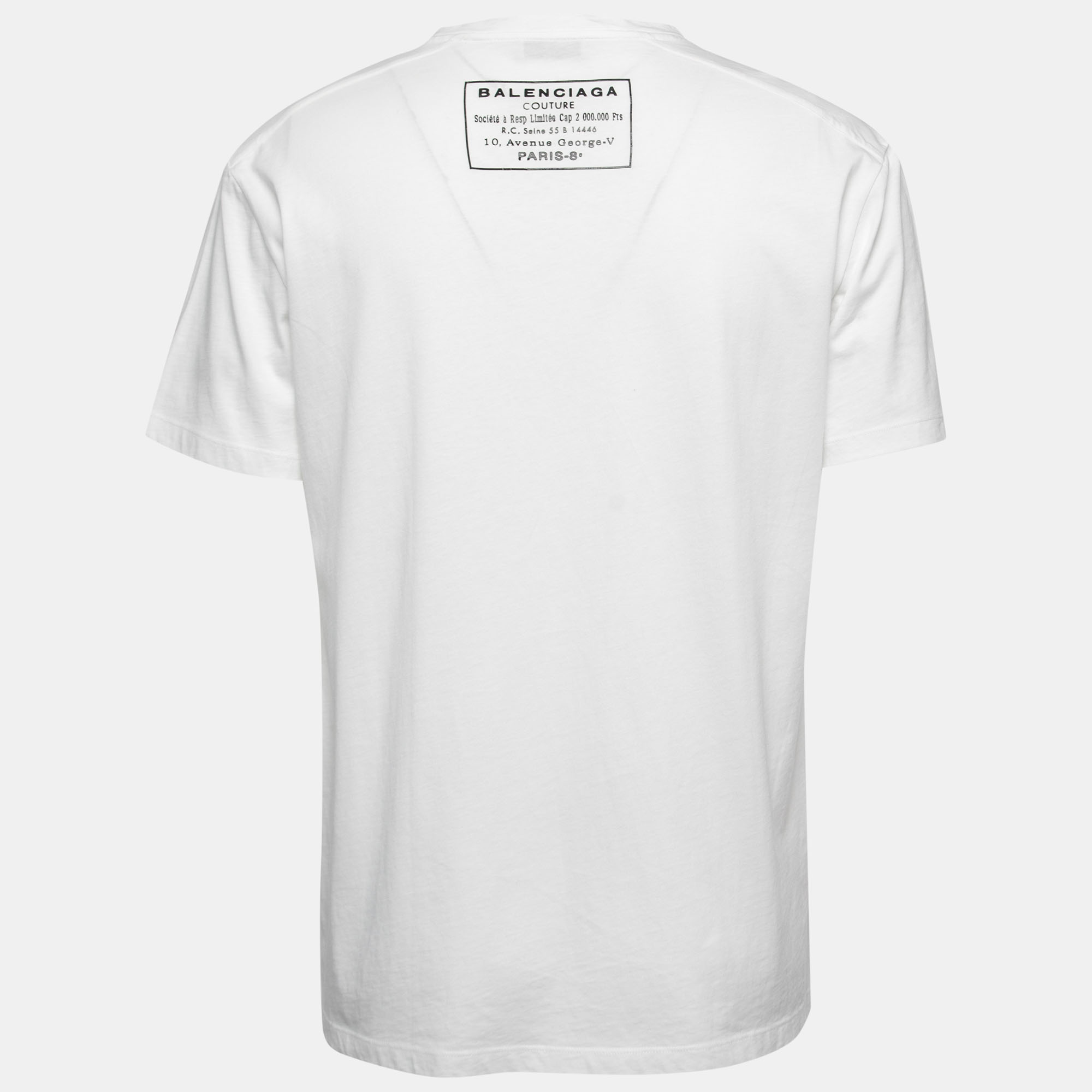 

Balenciaga White Logo Print Cotton Crew Neck Half Sleeve T-Shirt