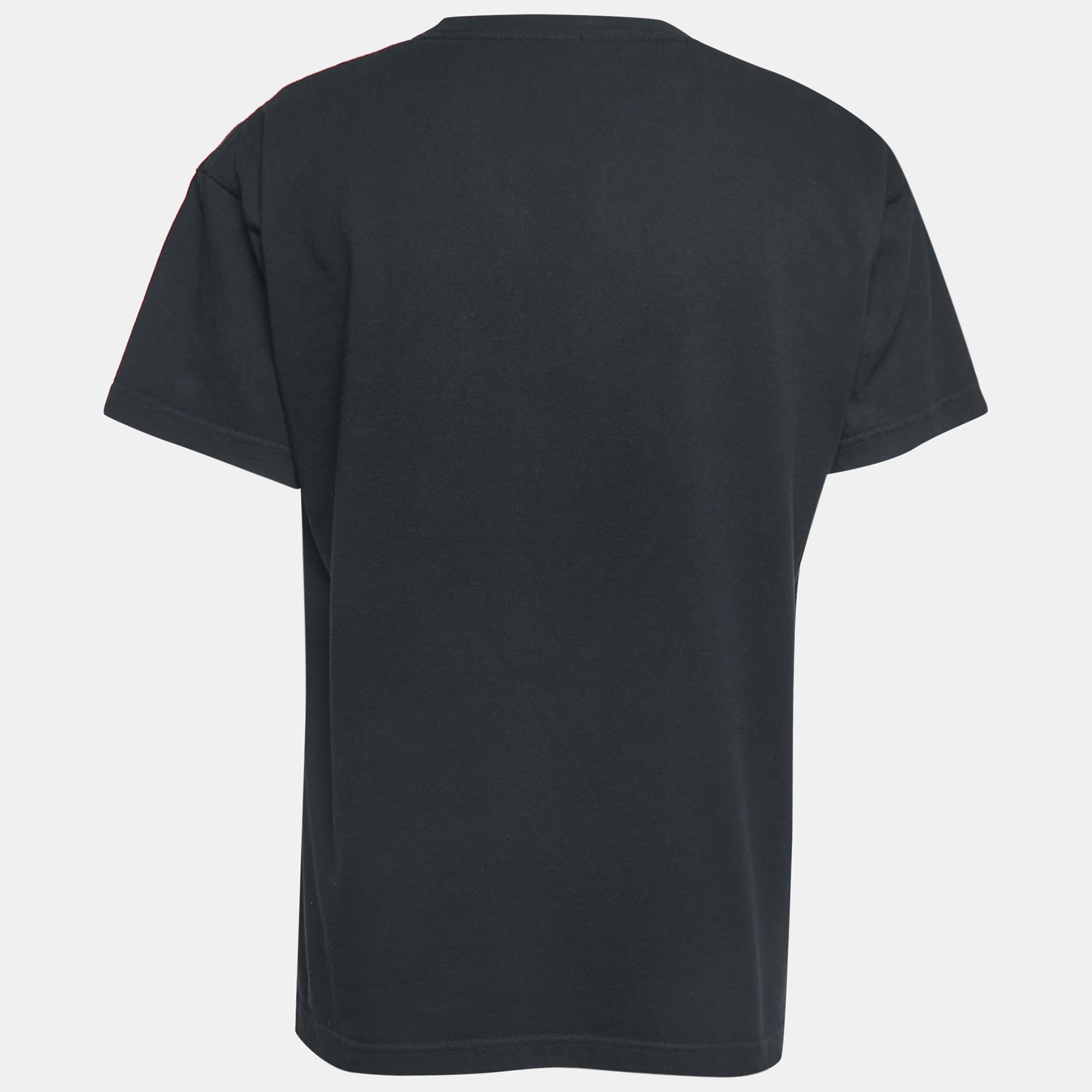 

Balenciaga Black Pixel Logo Print Cotton Crew Neck T-Shirt