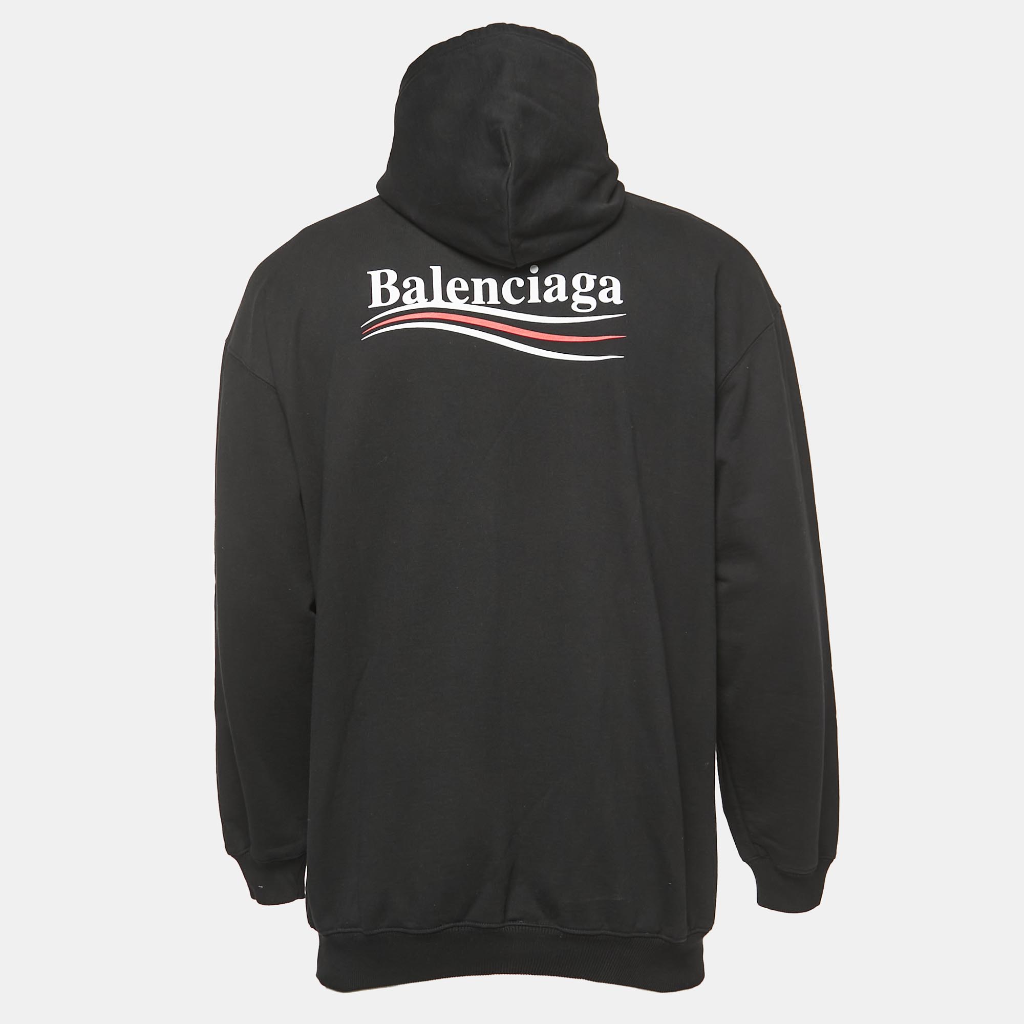 

Balenciaga Black Logo Print Cotton Hoodie