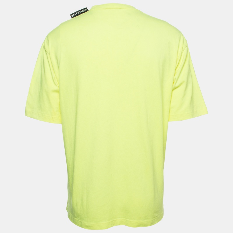 

Balenciaga Neon Yellow Cotton Half Sleeve T-Shirt