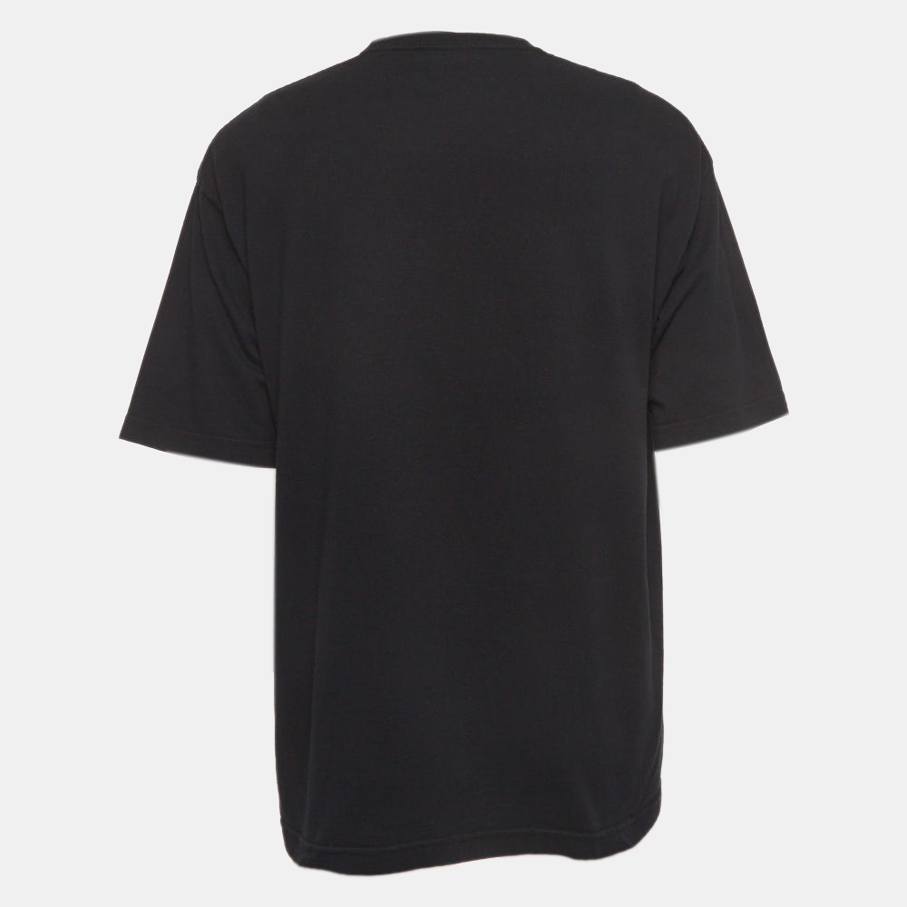 

Balenciaga Black Logo Print Cotton Half Sleeve T-Shirt