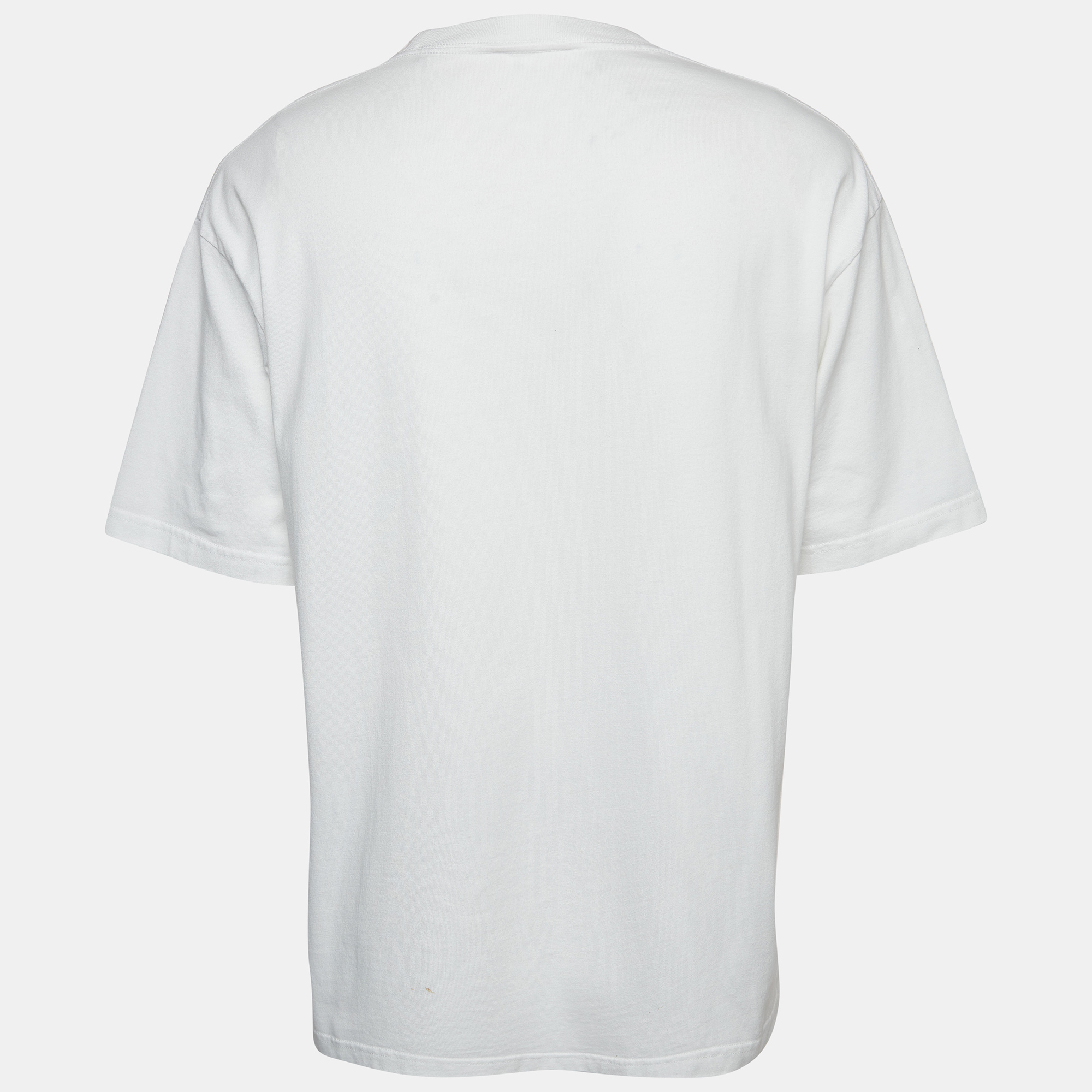 

Balenciaga White Pixel Logo Print Half Sleeve T-Shirt