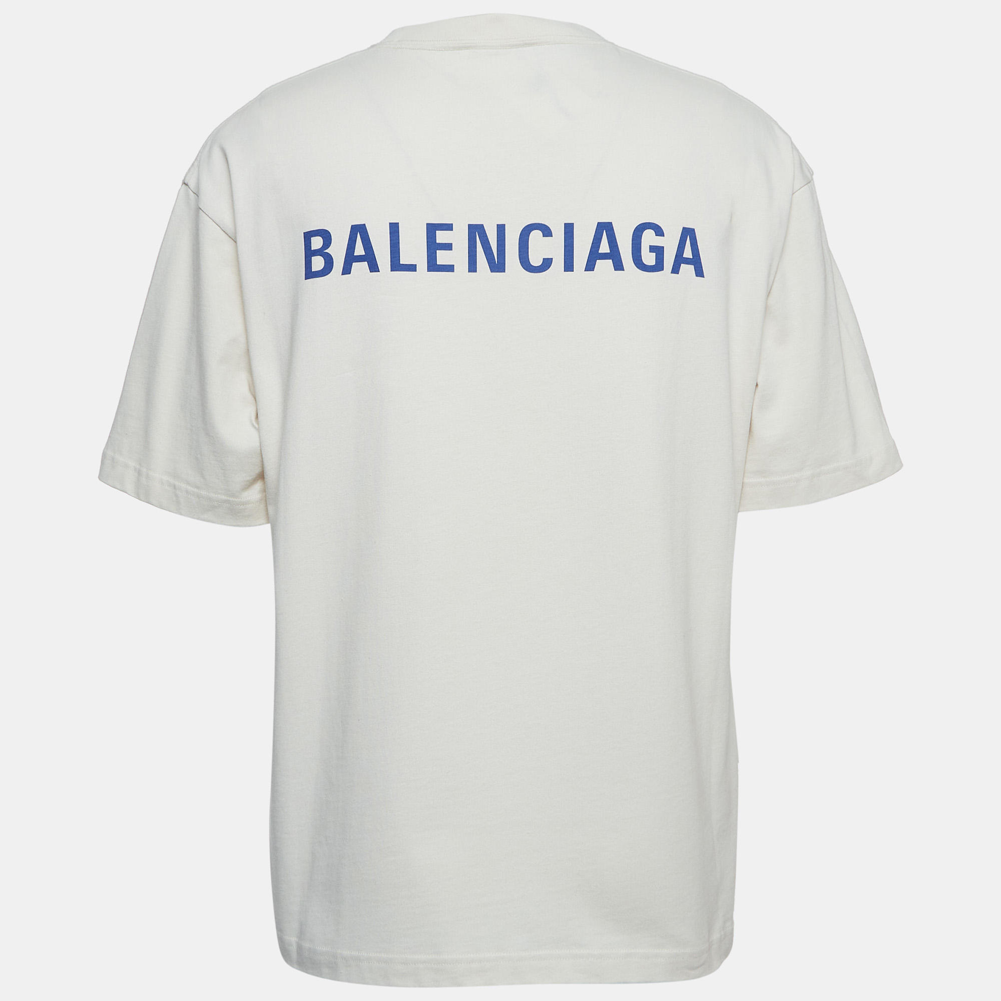 

Balenciaga Off-White Logo Print Cotton Half Sleeve T-Shirt