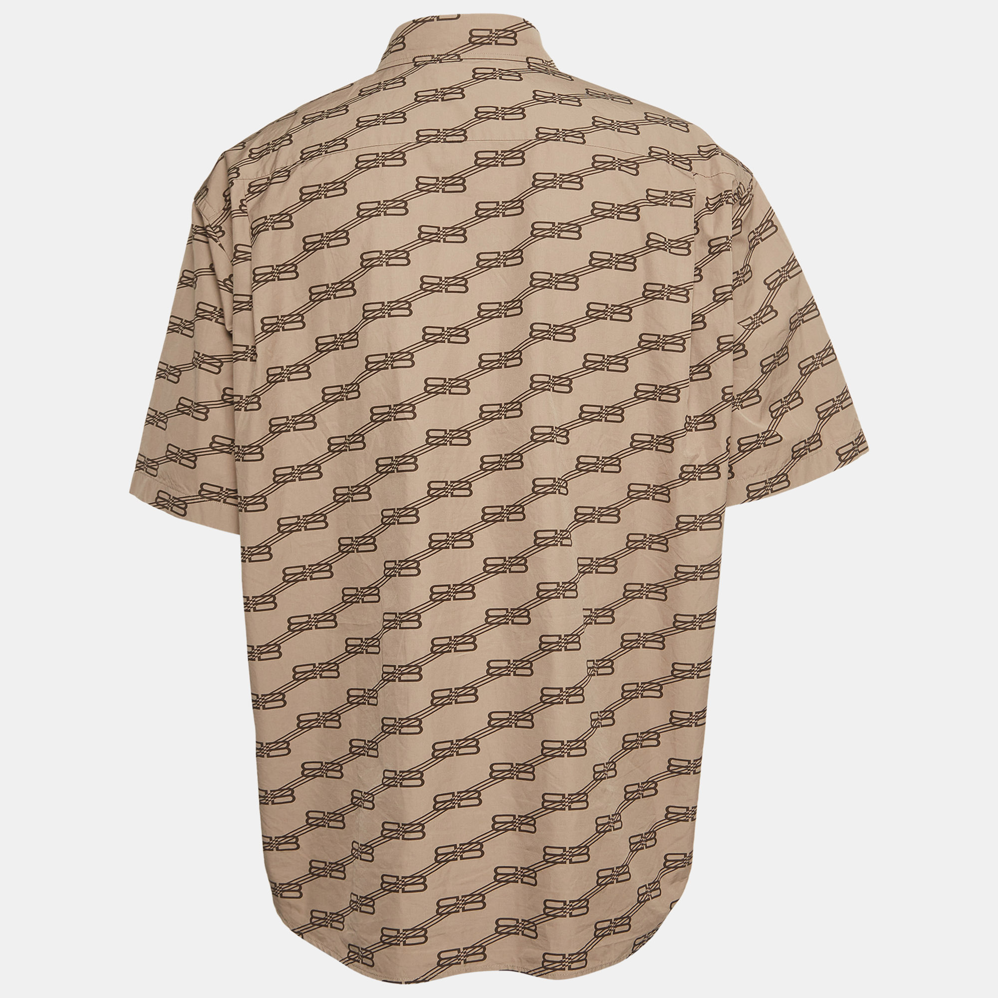

Balenciaga Brown Monogram Print Cotton Oversized Shirt