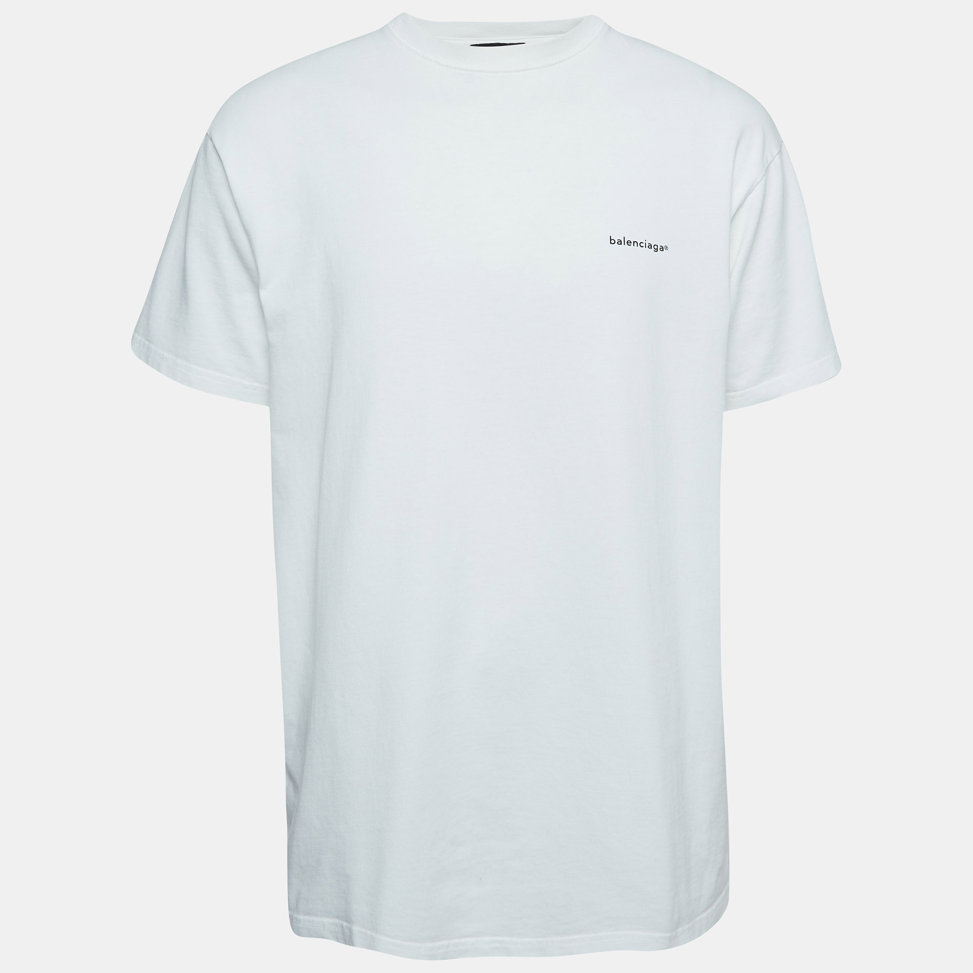 Pre-owned Balenciaga White Printed Cotton Oversized T-shirt Xs