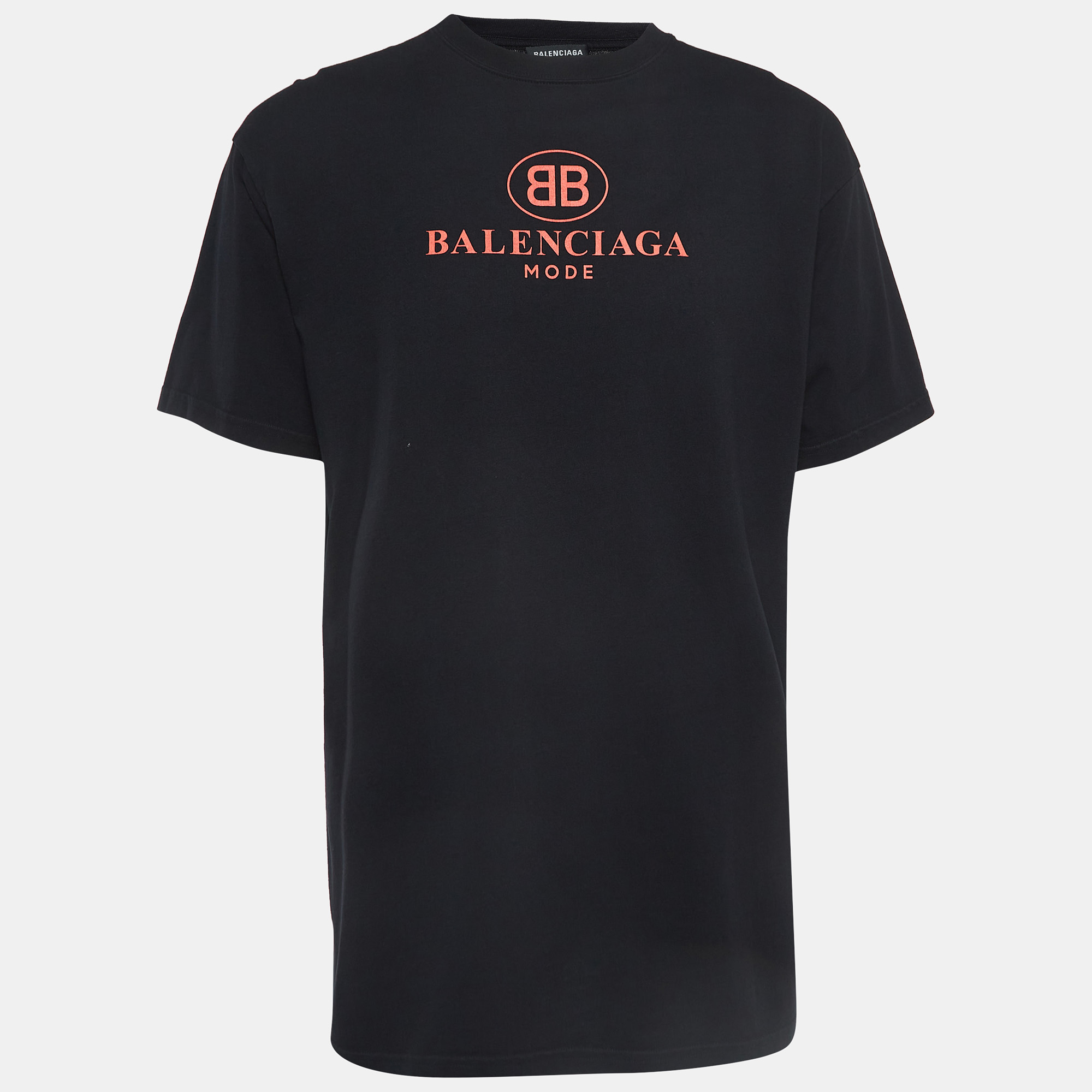 

Balenciaga Black Logo Print Cotton Oversized T-Shirt S
