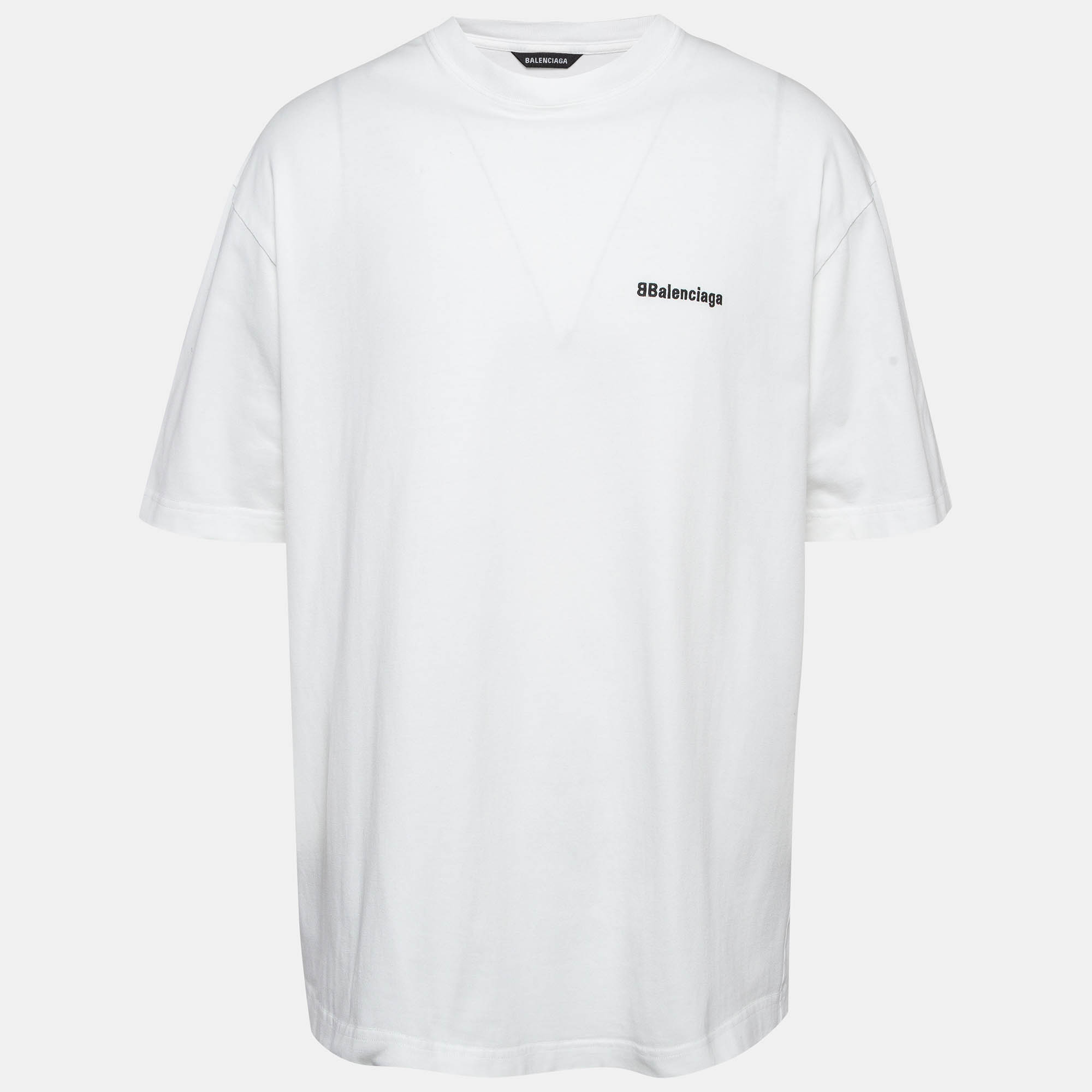 

Balenciaga White Logo Print Cotton T-Shirt M