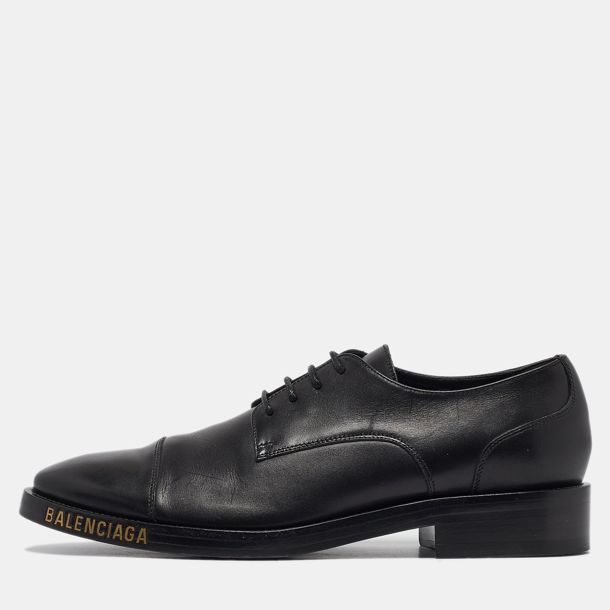 Pre-owned Balenciaga Black Leather Lace Up Derby Size 42