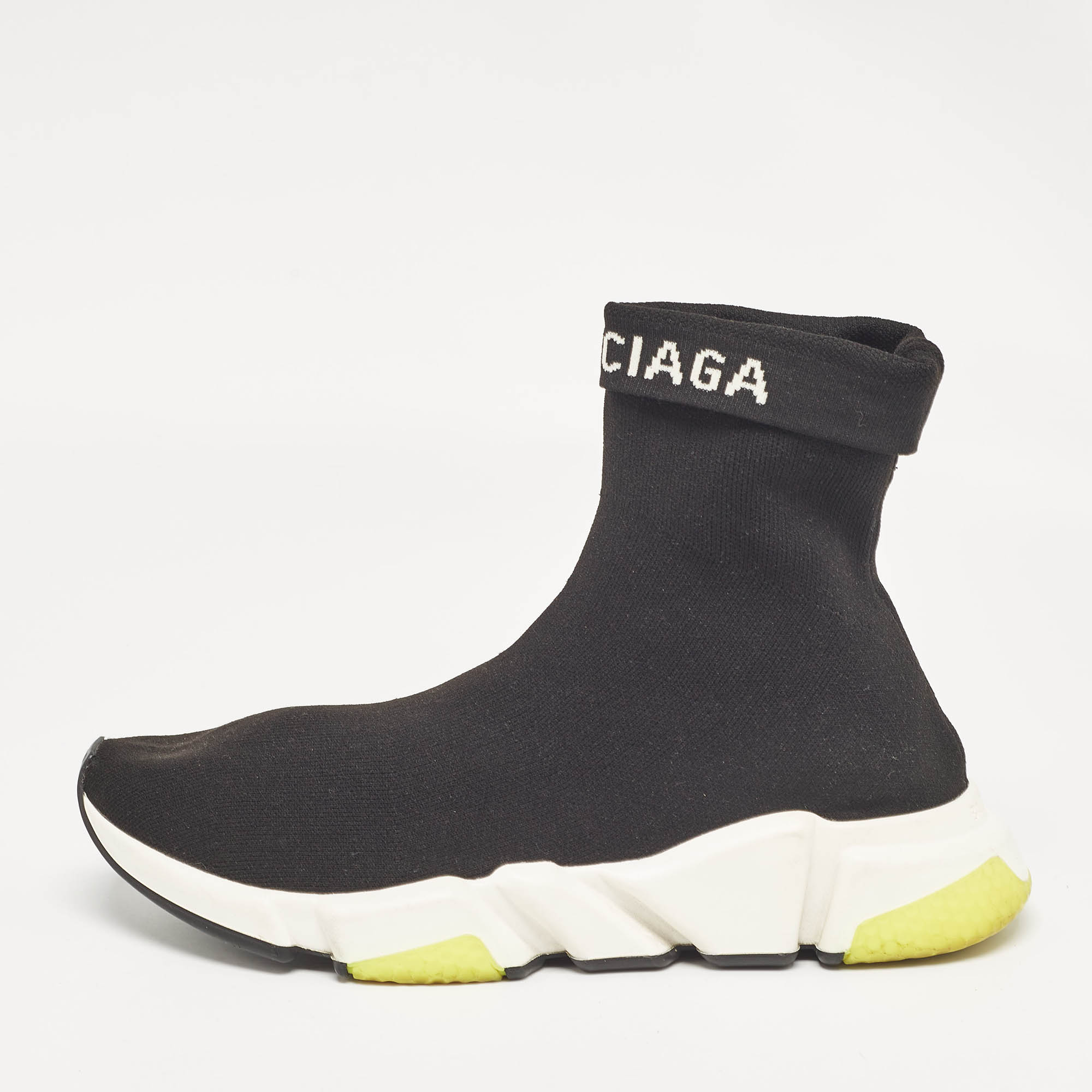 

Balenciaga Black Knit Fabric Speed Trainer High Top Sneakers Size