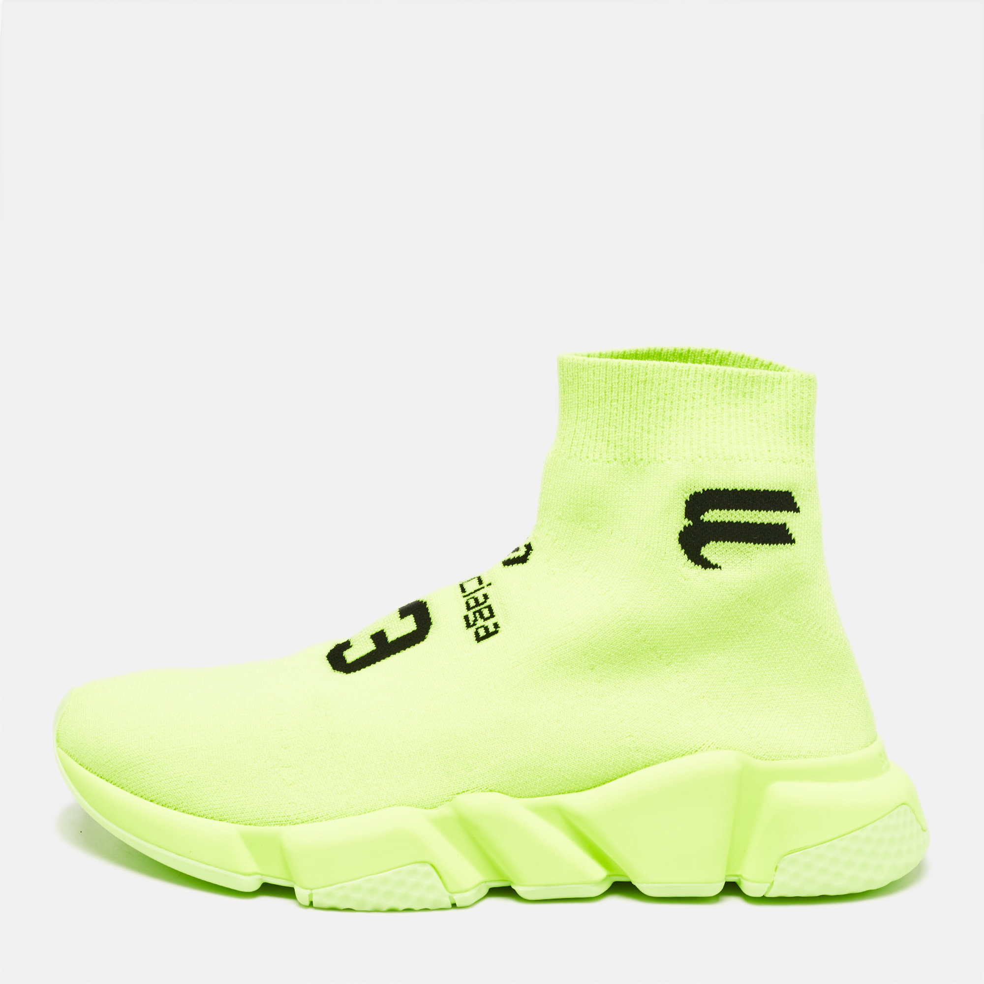 

Balenciaga Neon Yellow Knit Fabric Speed LT Soccer Sneakers Size