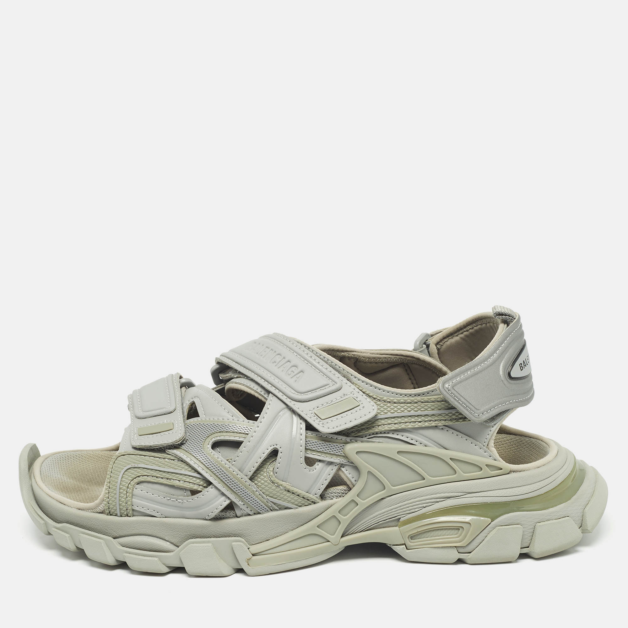 

Balenciaga Grey Rubber Track Sandals Size