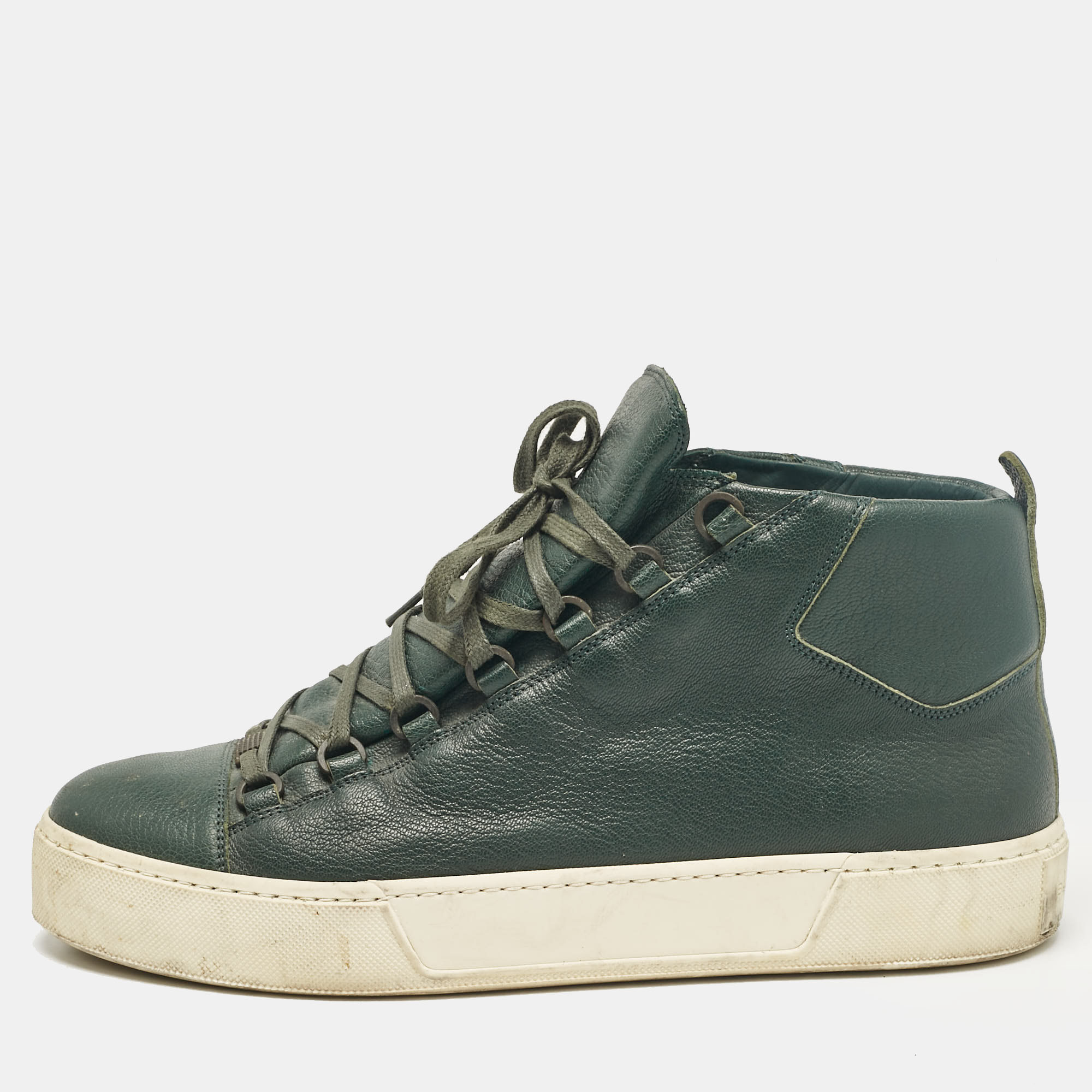 

Balenciaga Green Leather Lace Up Sneakers Size