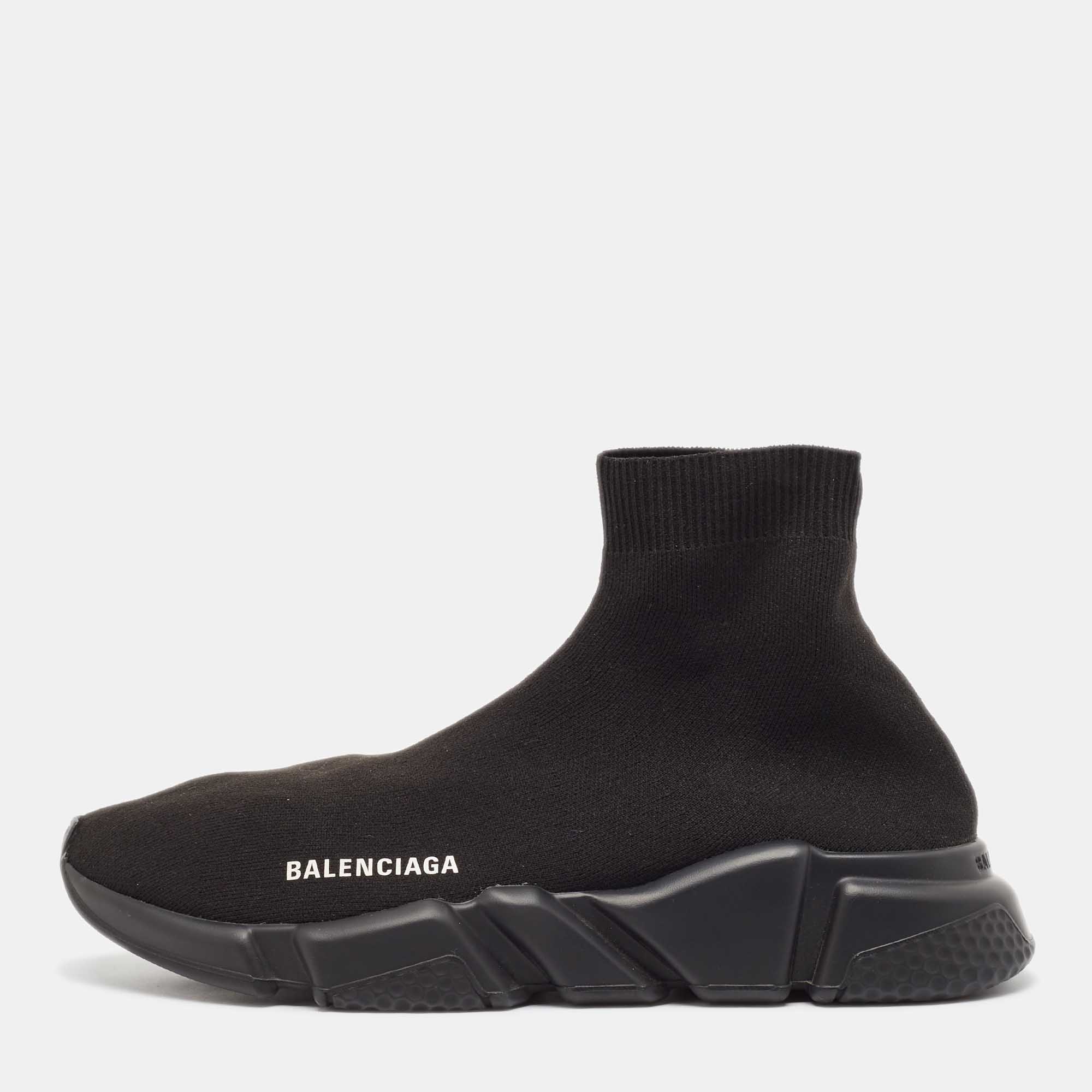 

Balenciaga Black Knit Fabric Speed Trainer High Top Sneakers Size