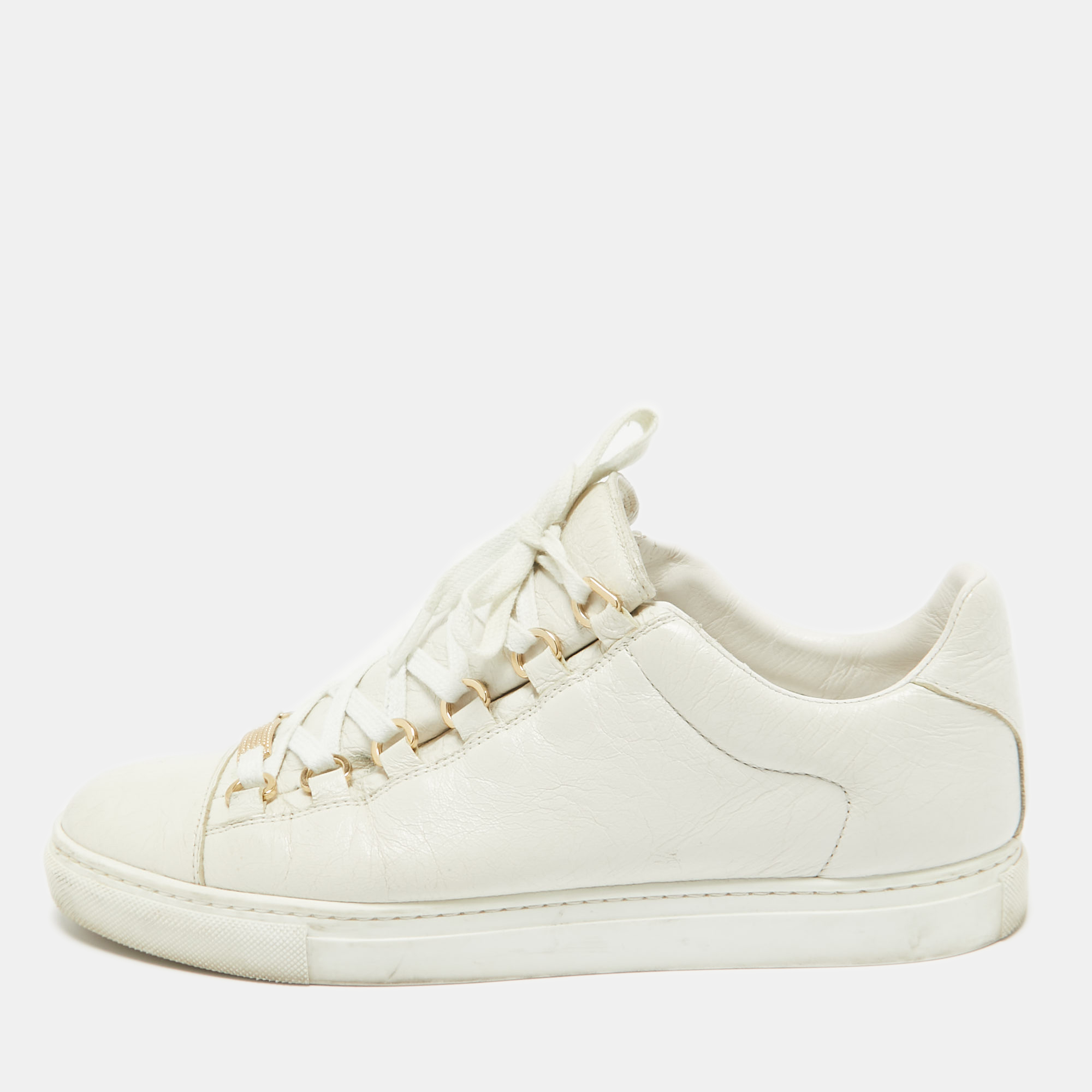 

Balenciaga Off White Leather Arena Lace Up Sneakers Size