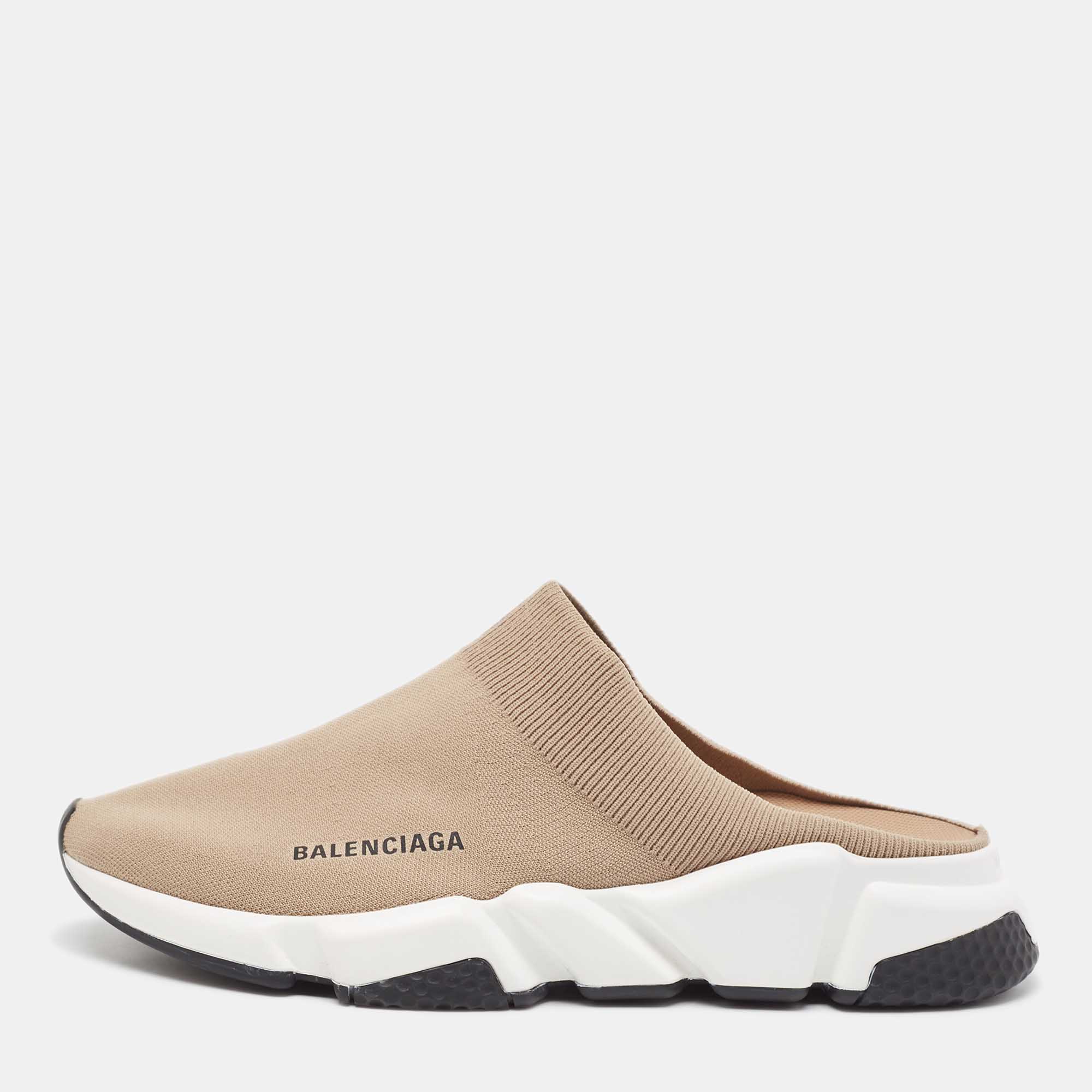 

Balenciaga Brown Knit Fabric Speed Trainer Mules Size