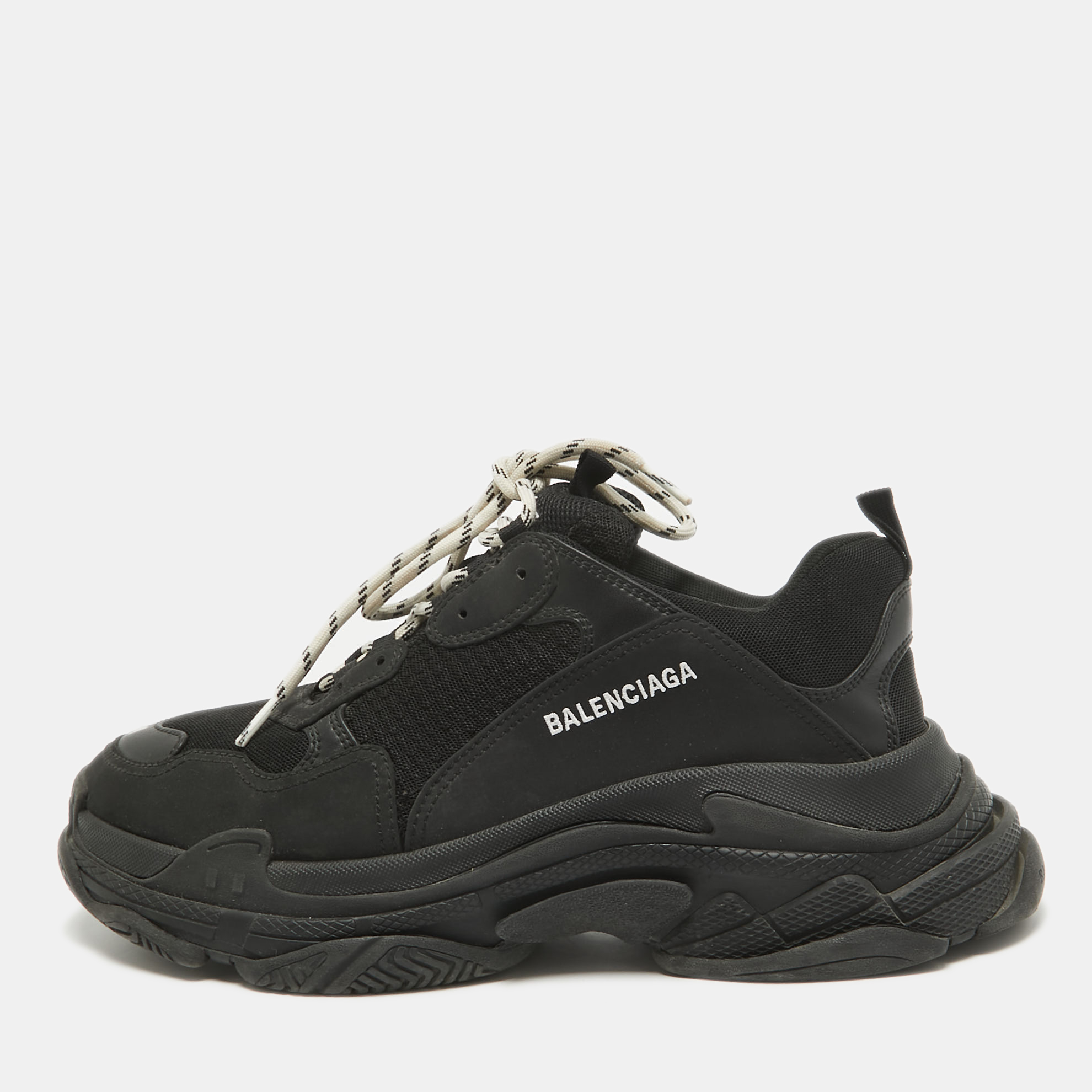 

Balenciaga Black Leather and Mesh Triple S Sneakers Size