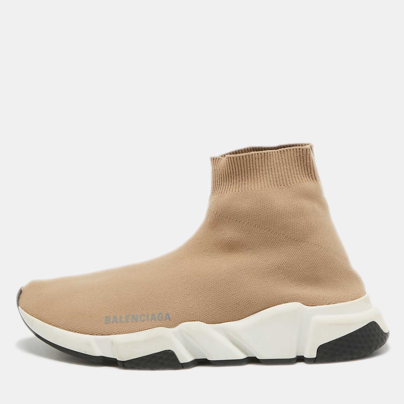 

Balenciaga Beige Knit Fabric Speed Trainer High Top Sneakers Size 40