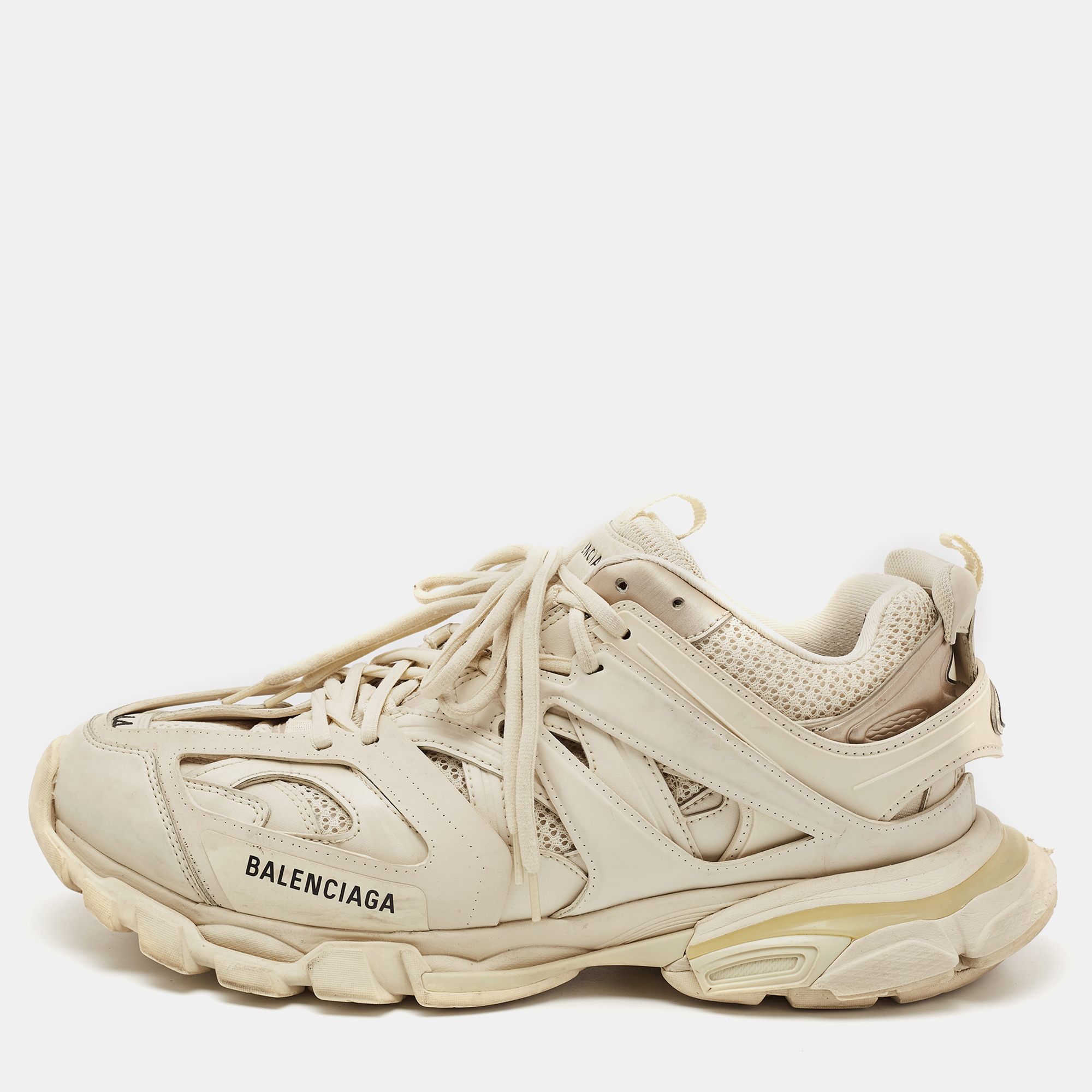 

Balenciaga Cream Mesh and Faux Leather Track Sneakers Size