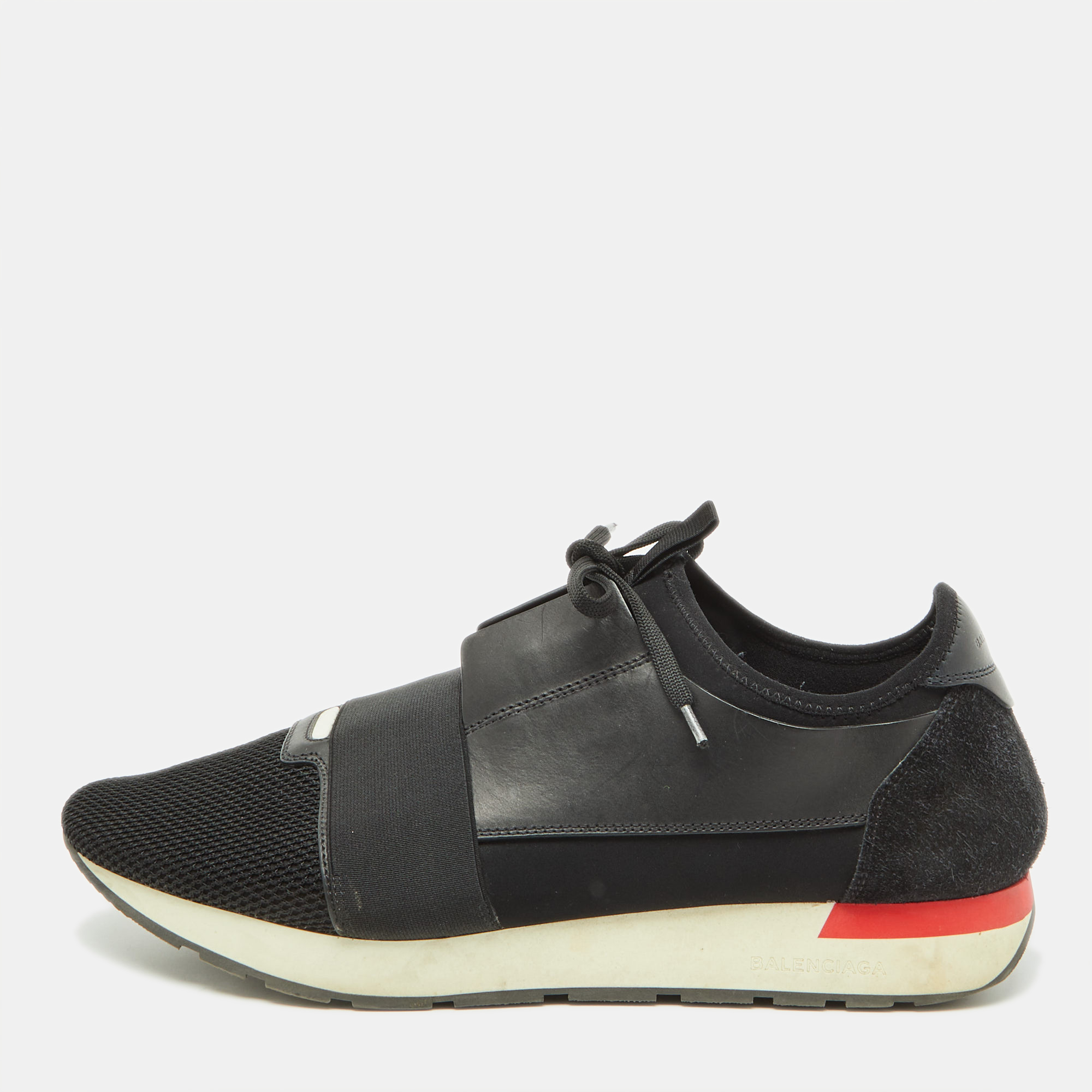 

Balenciaga Black Leather and Mesh Race Runner Sneakers Size