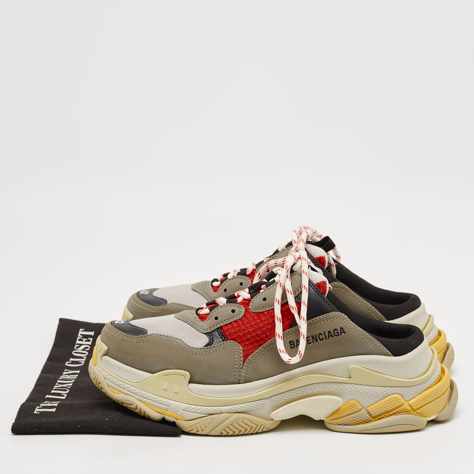 Balenciaga Multicolor Faux Leather and Mesh Triple S Sneaker Mules Size 42 