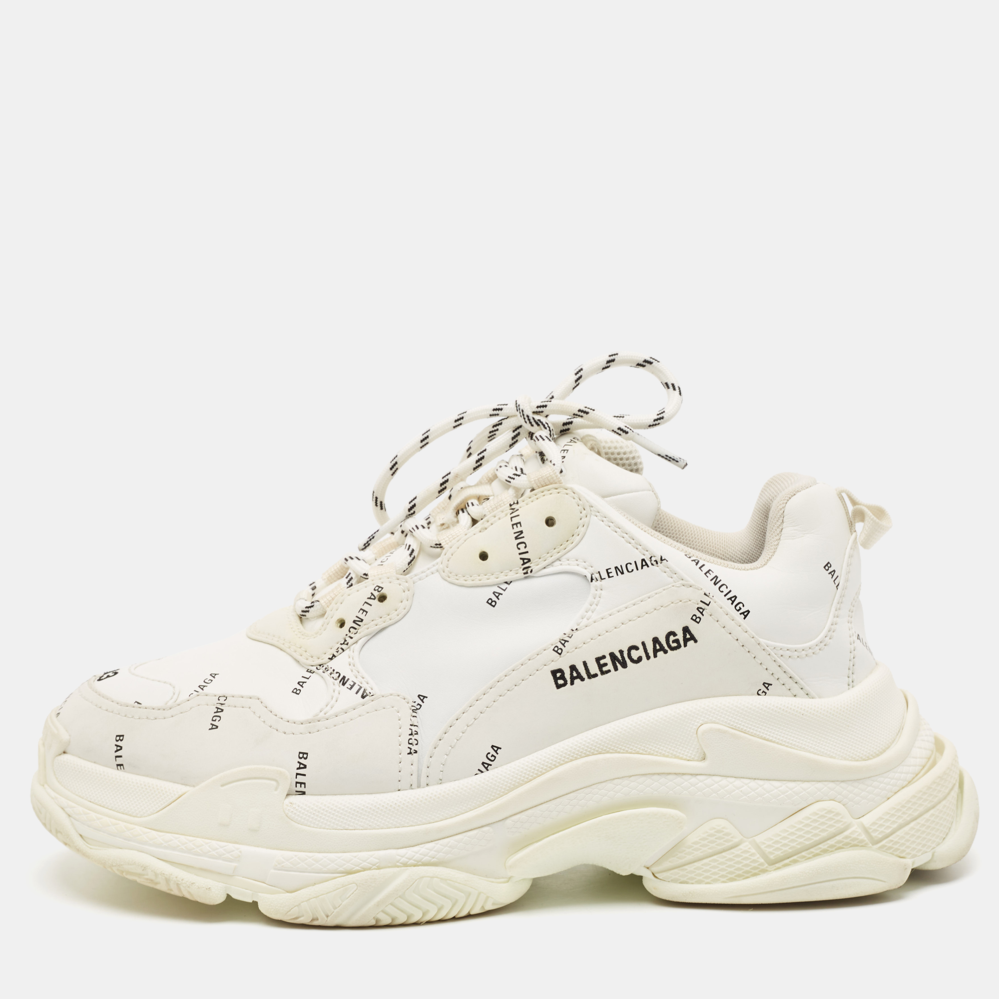 

Balenciaga White Leather Triple S Sneakers Size