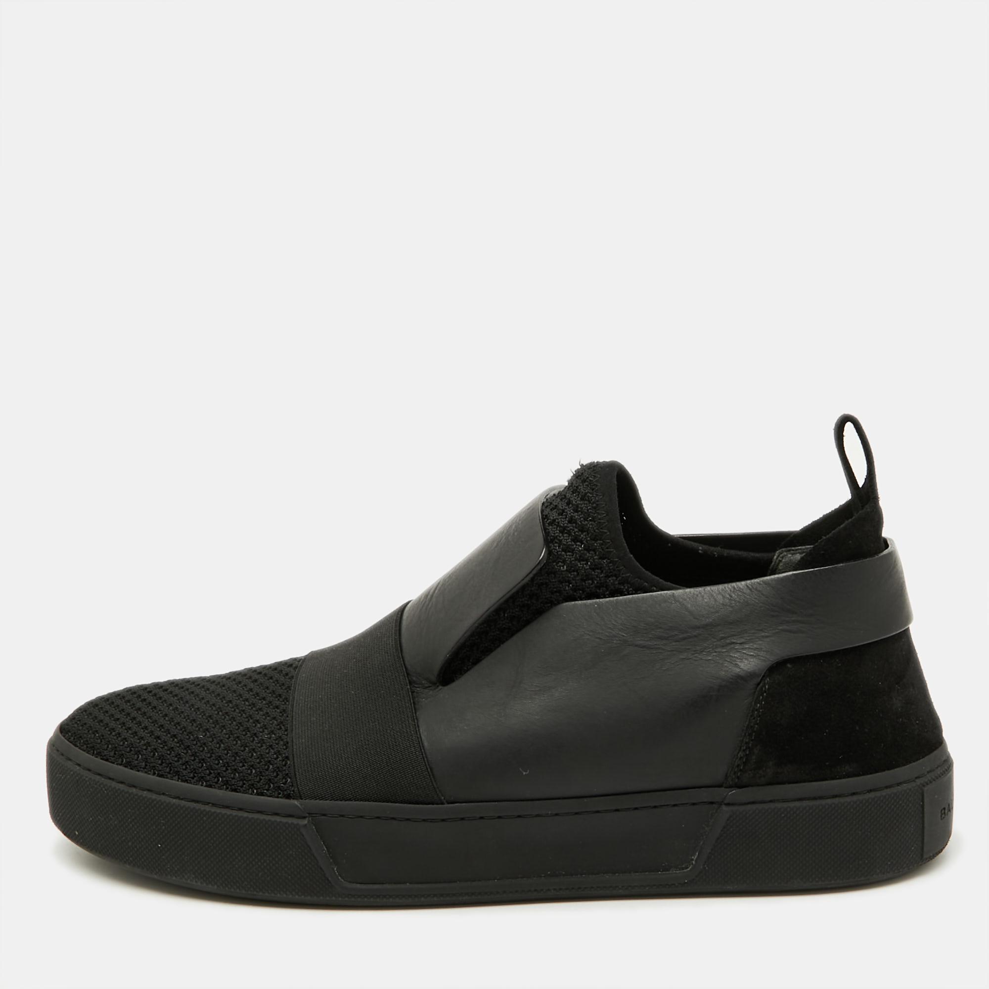 

Balenciaga Black Leather and Stretch Knit Slip On Sneakers Size