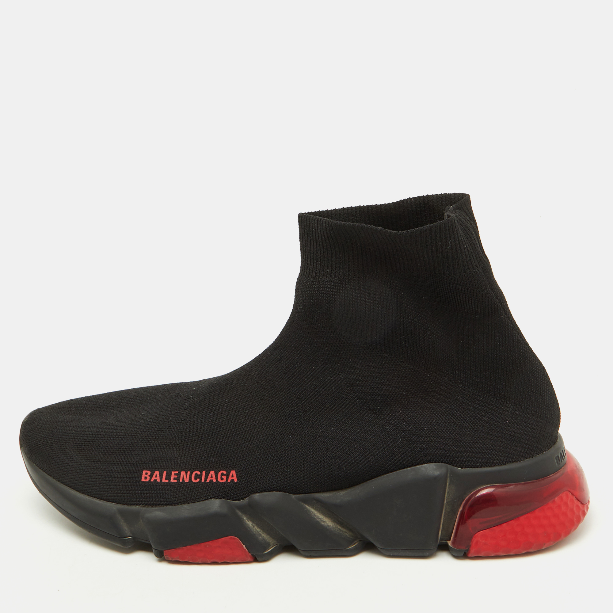 

Balenciaga Black Knit Speed 2.0 Clear Sole Trainer Sneakers Size