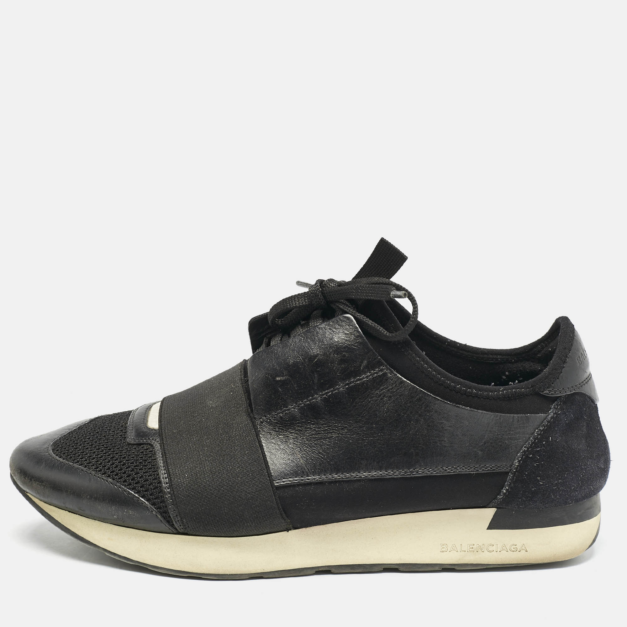 

Balenciaga Black Leather and Mesh Race Runner Sneakers Size