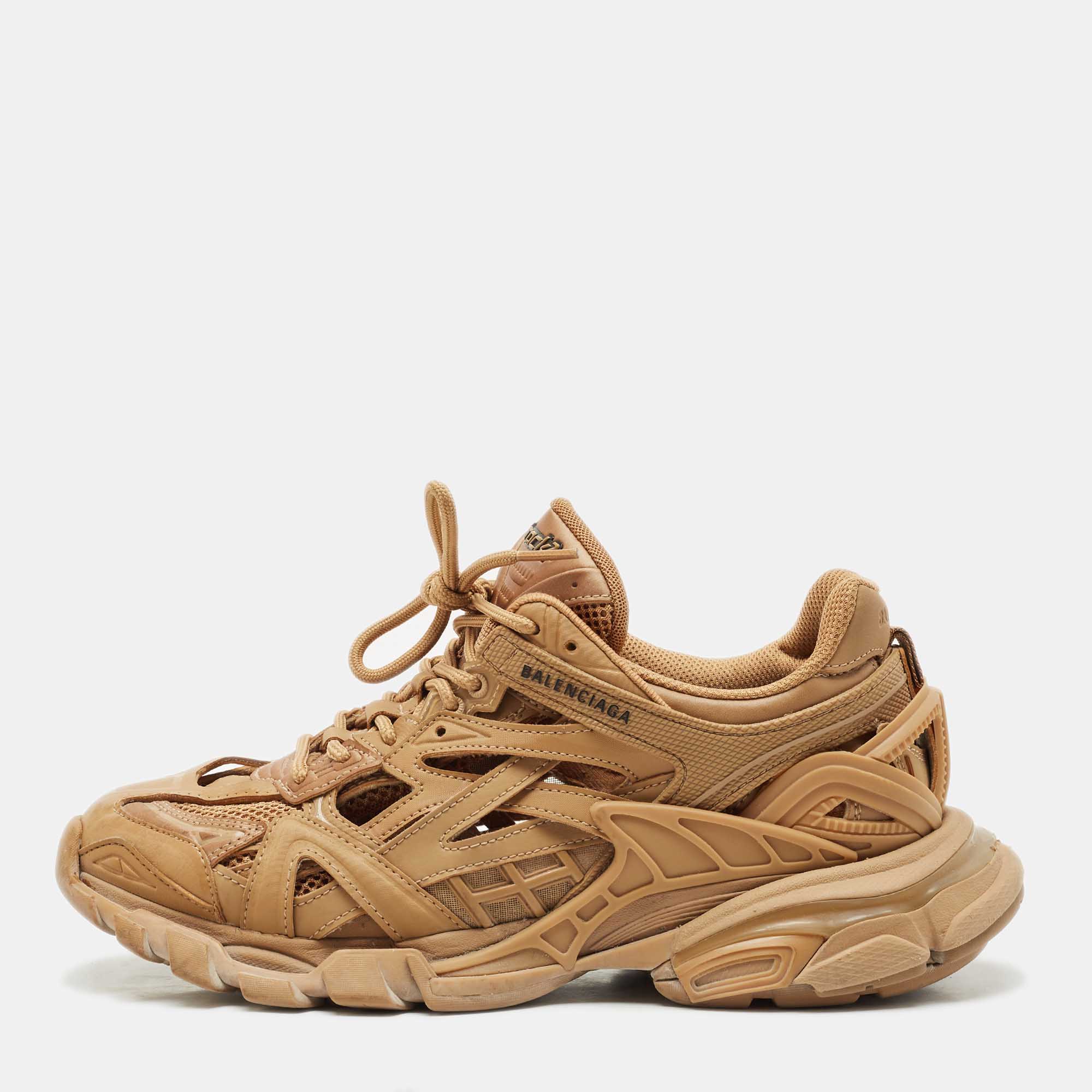 

Balenciaga Brown Faux Leather and Mesh Track 2 Sneakers Size