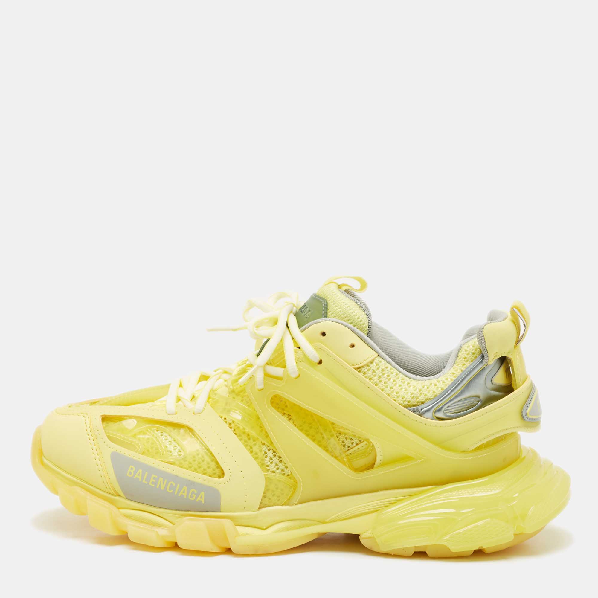 

Balenciaga Yellow Mesh and PVC Track Clear Sole Sneakers Size