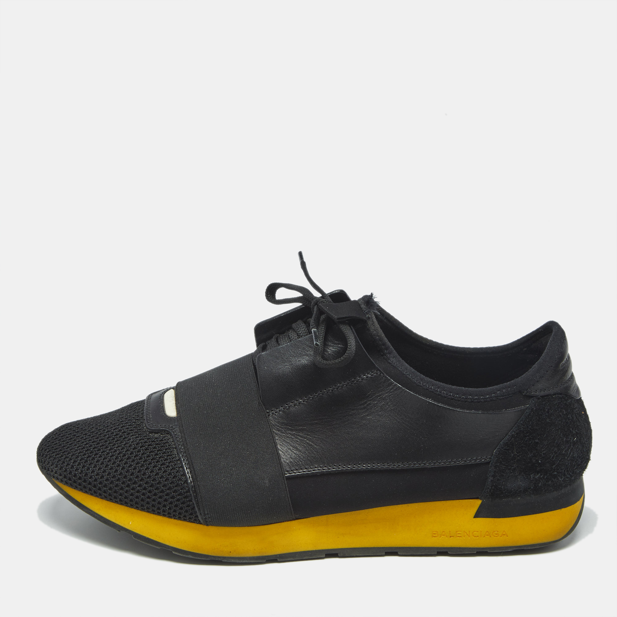 

Balenciaga Black Leather and Mesh Race Runner Sneakers Size