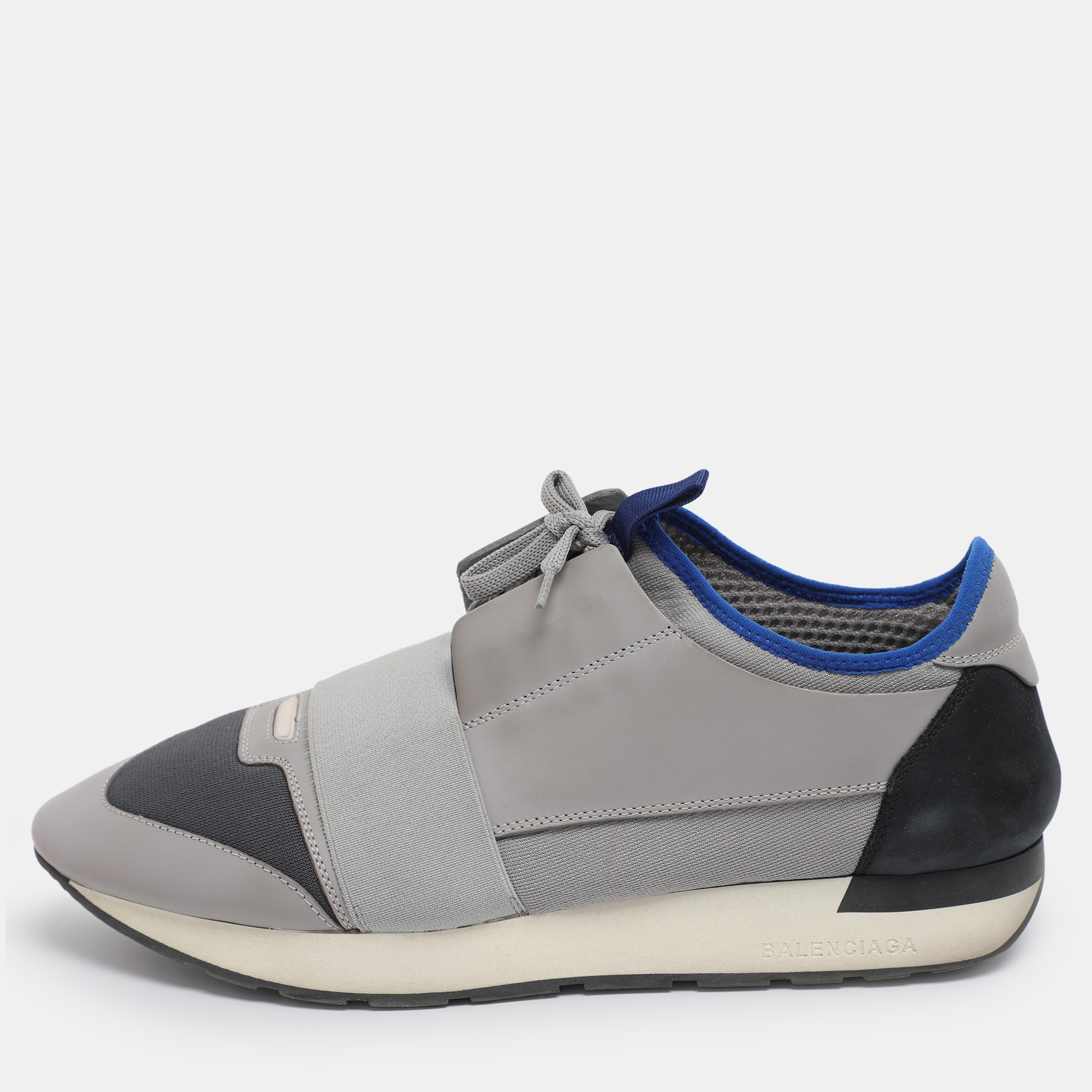 

Balenciaga Grey Knit Fabric and Leather Race Runner Low Top Sneakers Size