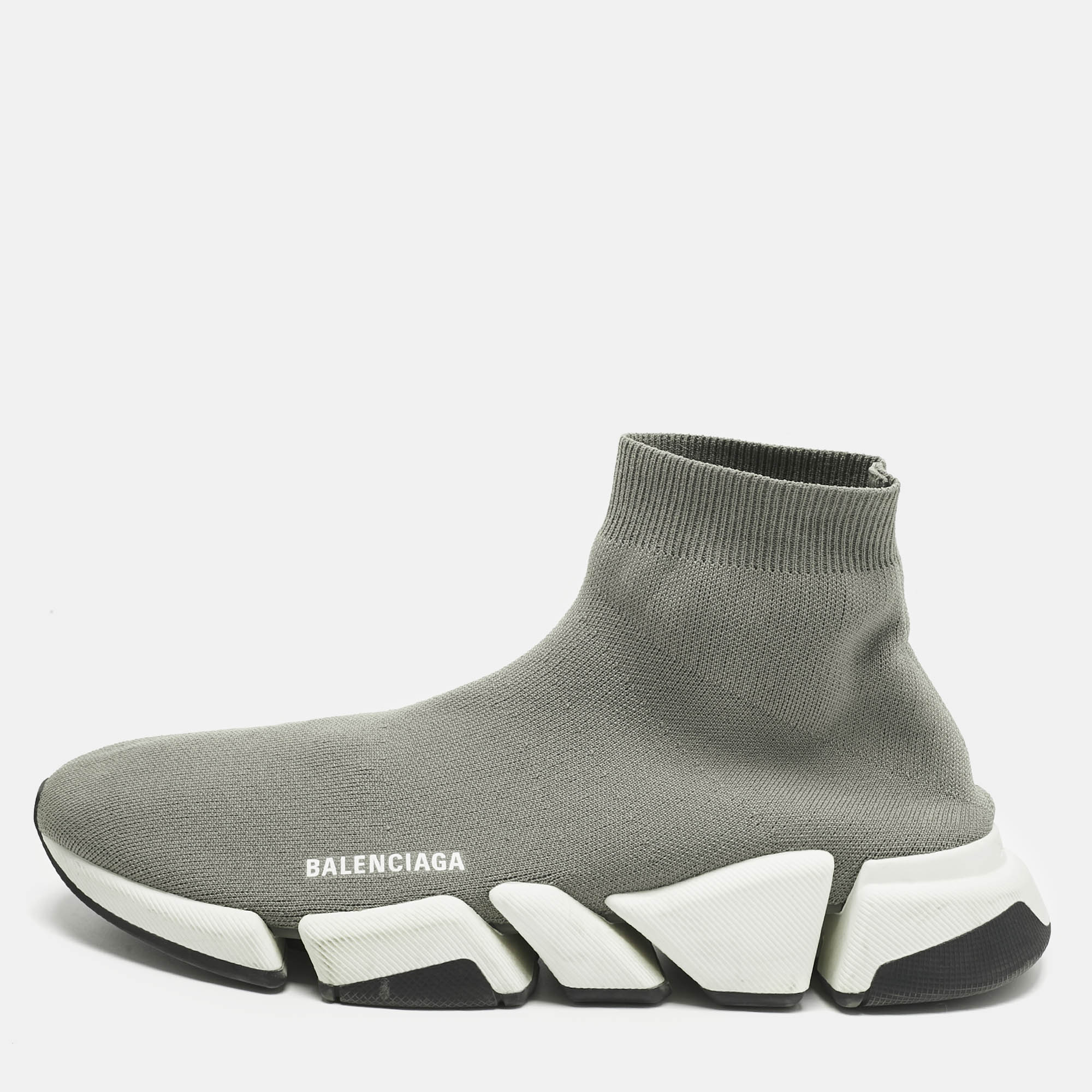 

Balenciaga Grey Knit Fabric Speed Trainer High Slip On Sneakers Size