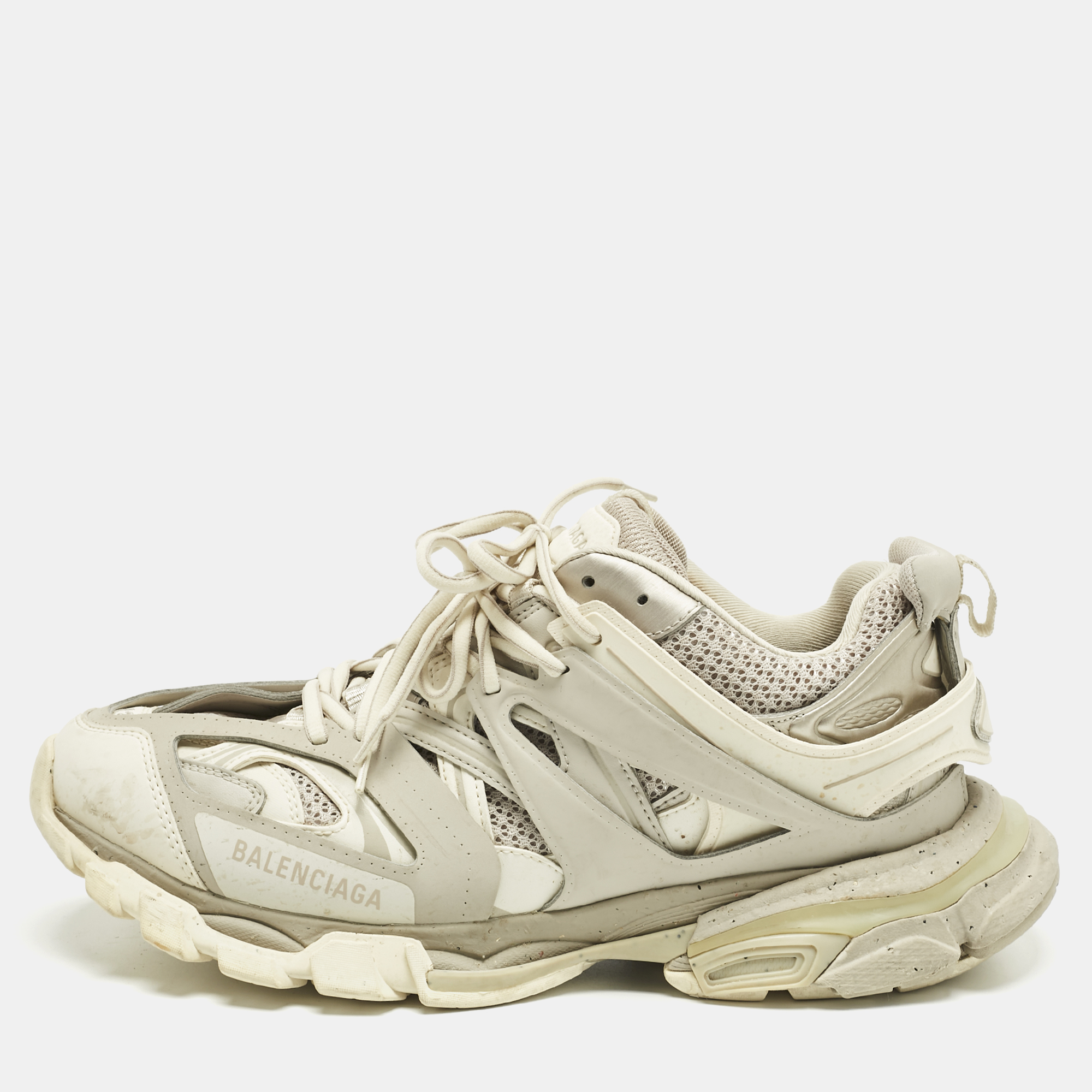 

Balenciaga White/Grey Leather And Mesh Track Recycled Sneakers Size