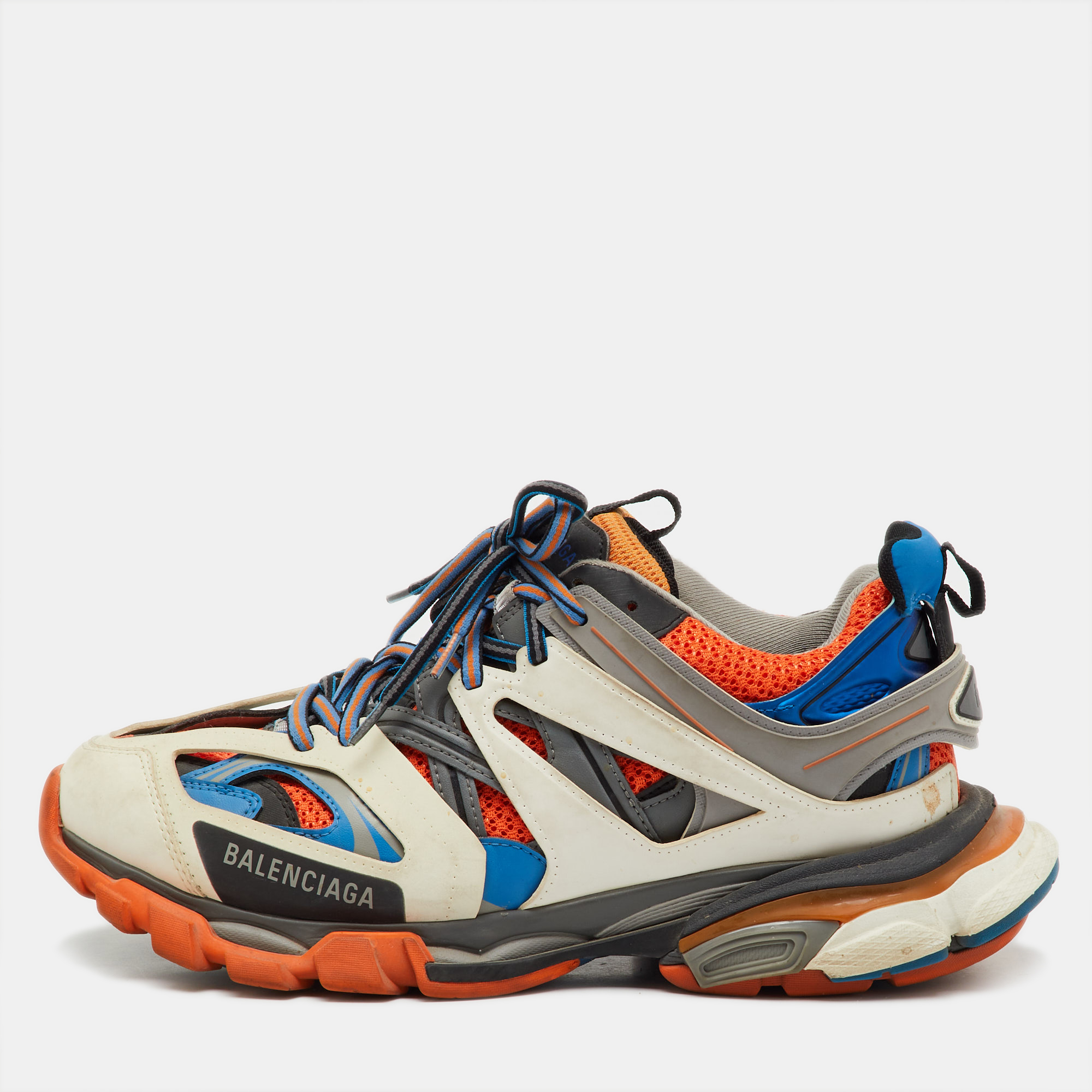 

Balenciaga Multicolor Faux Leather and Mesh Track Sneakers Size