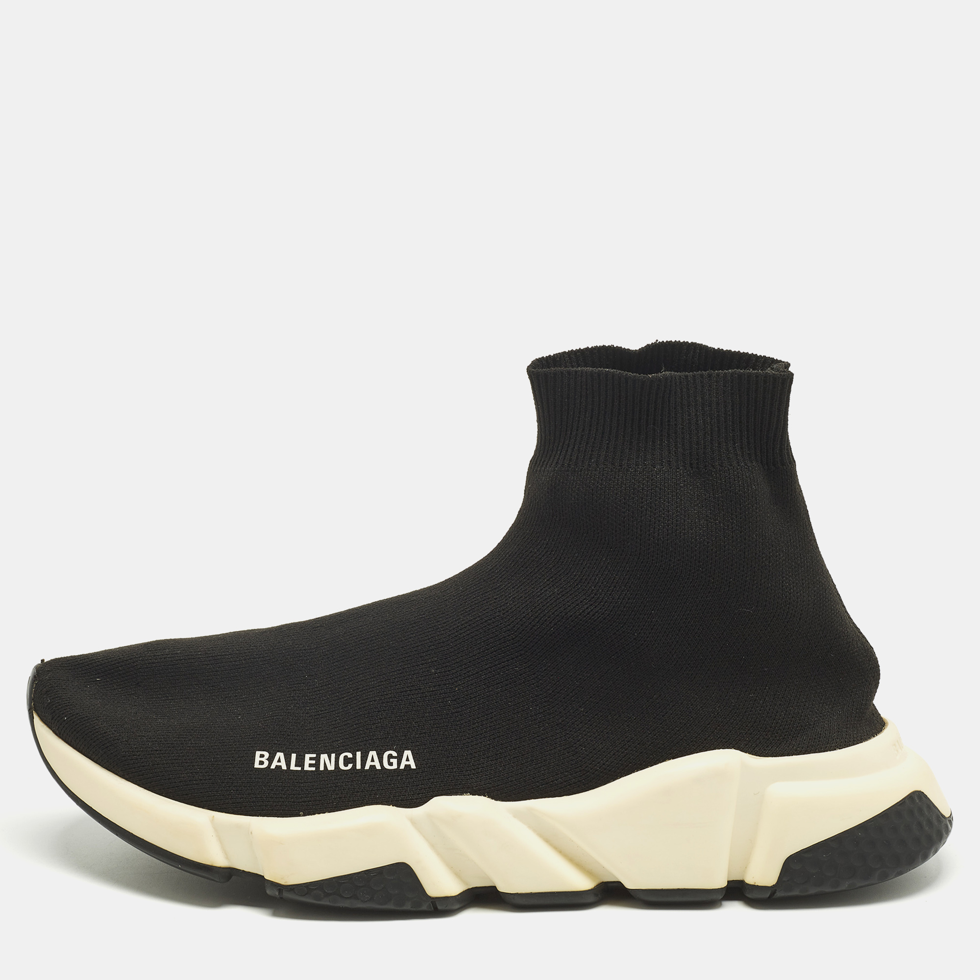 

Balenciaga Speed Trainer Size  Black Knit Fabric High Top Sneakers