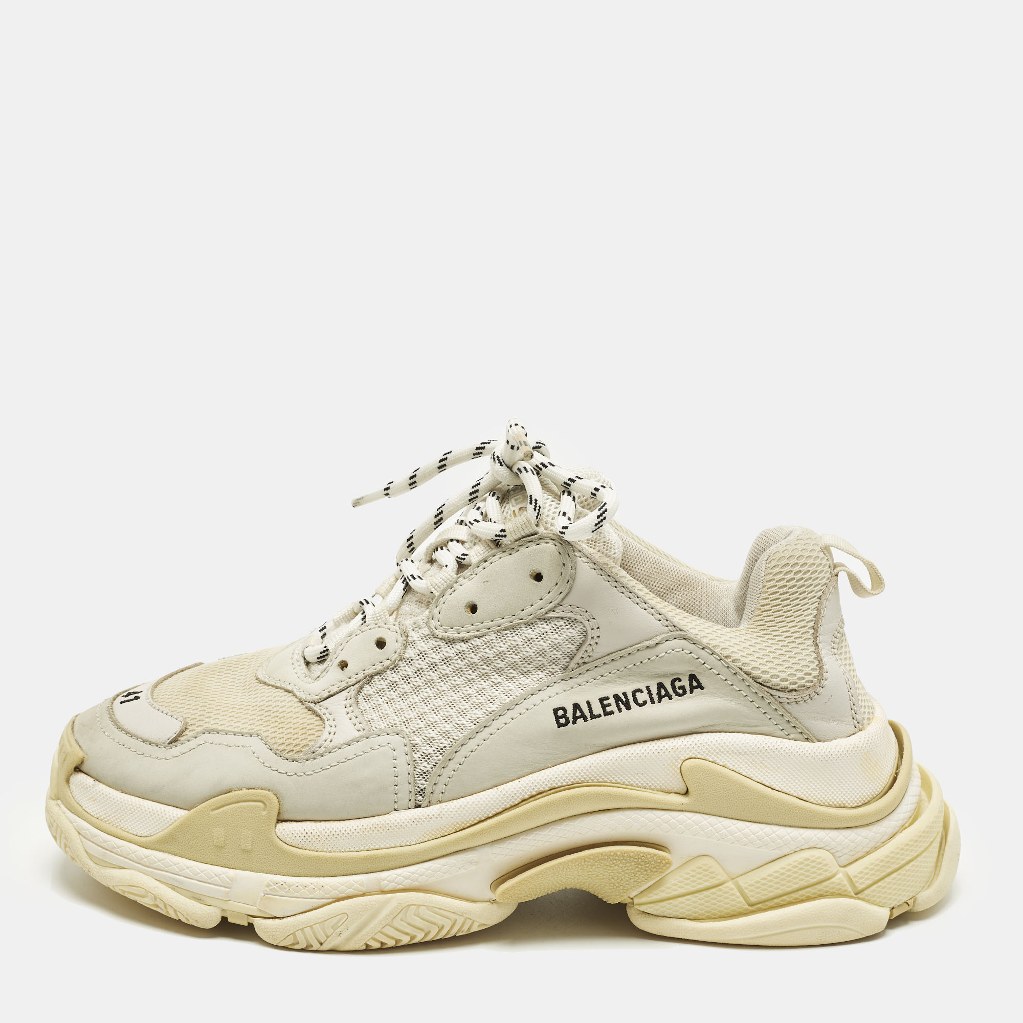 

Balenciaga Triple S Size  White/Grey Leather and Mesh Low Top Sneakers